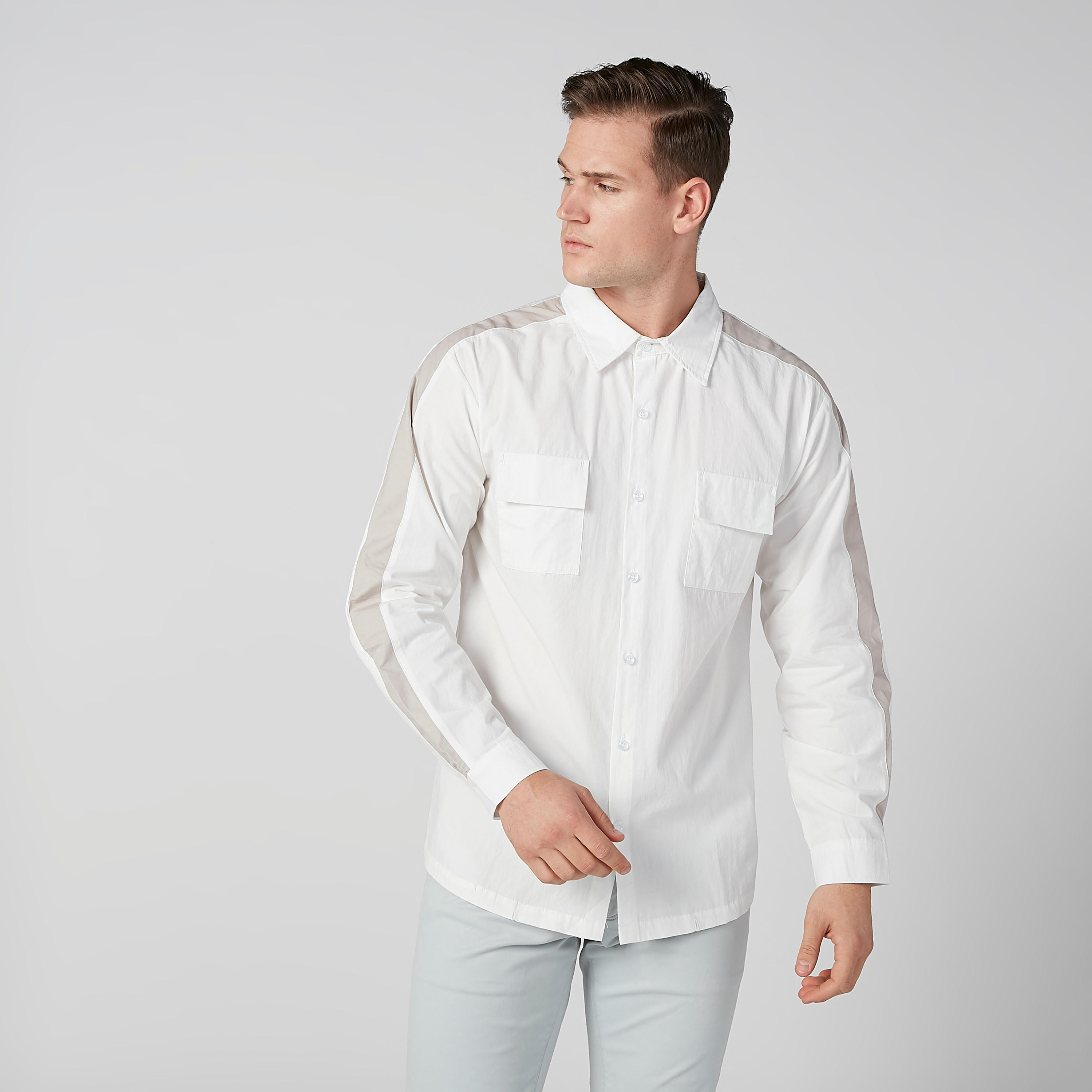 Plain Shirt with Long Sleeves and Chest Pocket Detail-men-clothing-shirts-image-3