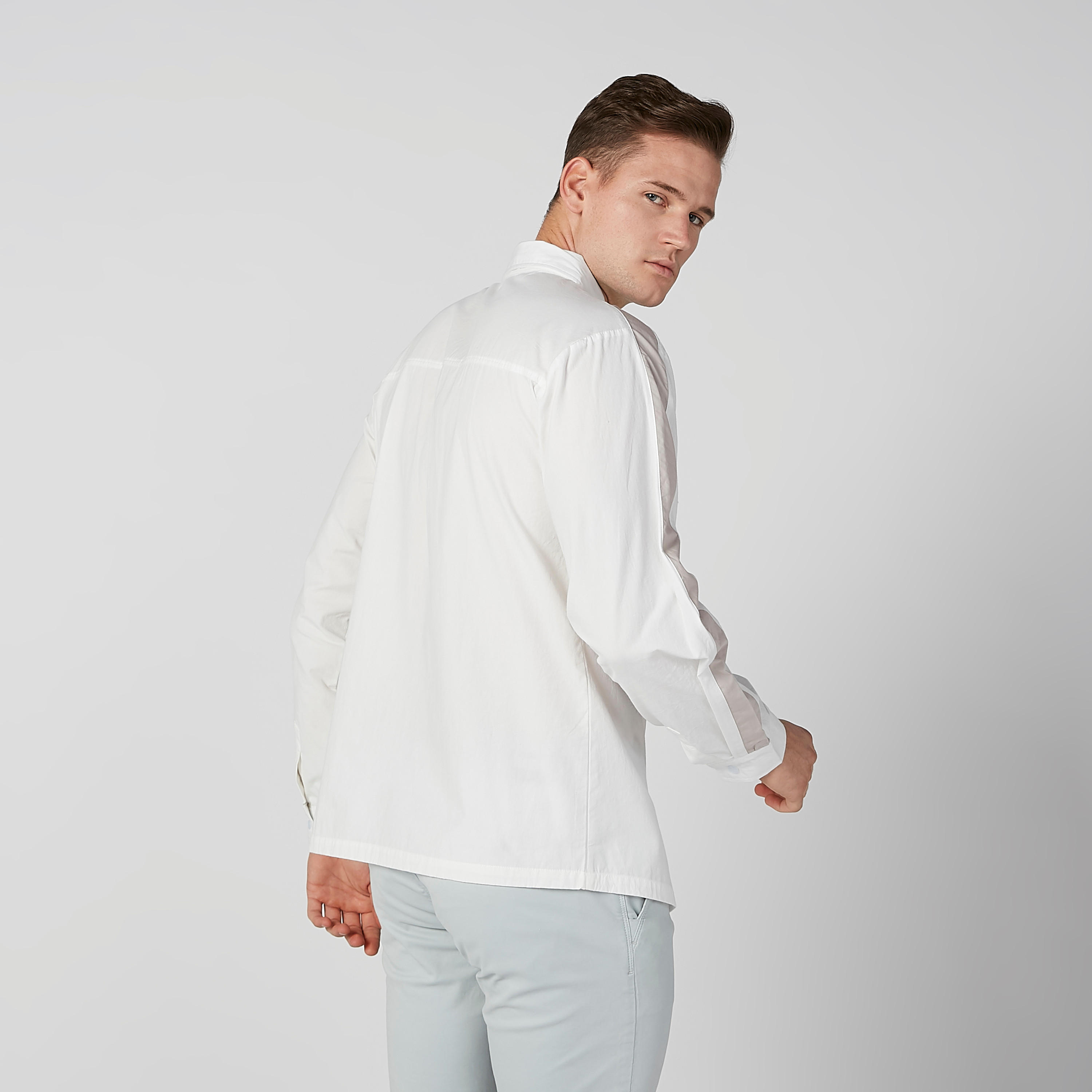 Plain Shirt with Long Sleeves and Chest Pocket Detail-men-clothing-shirts-image-4