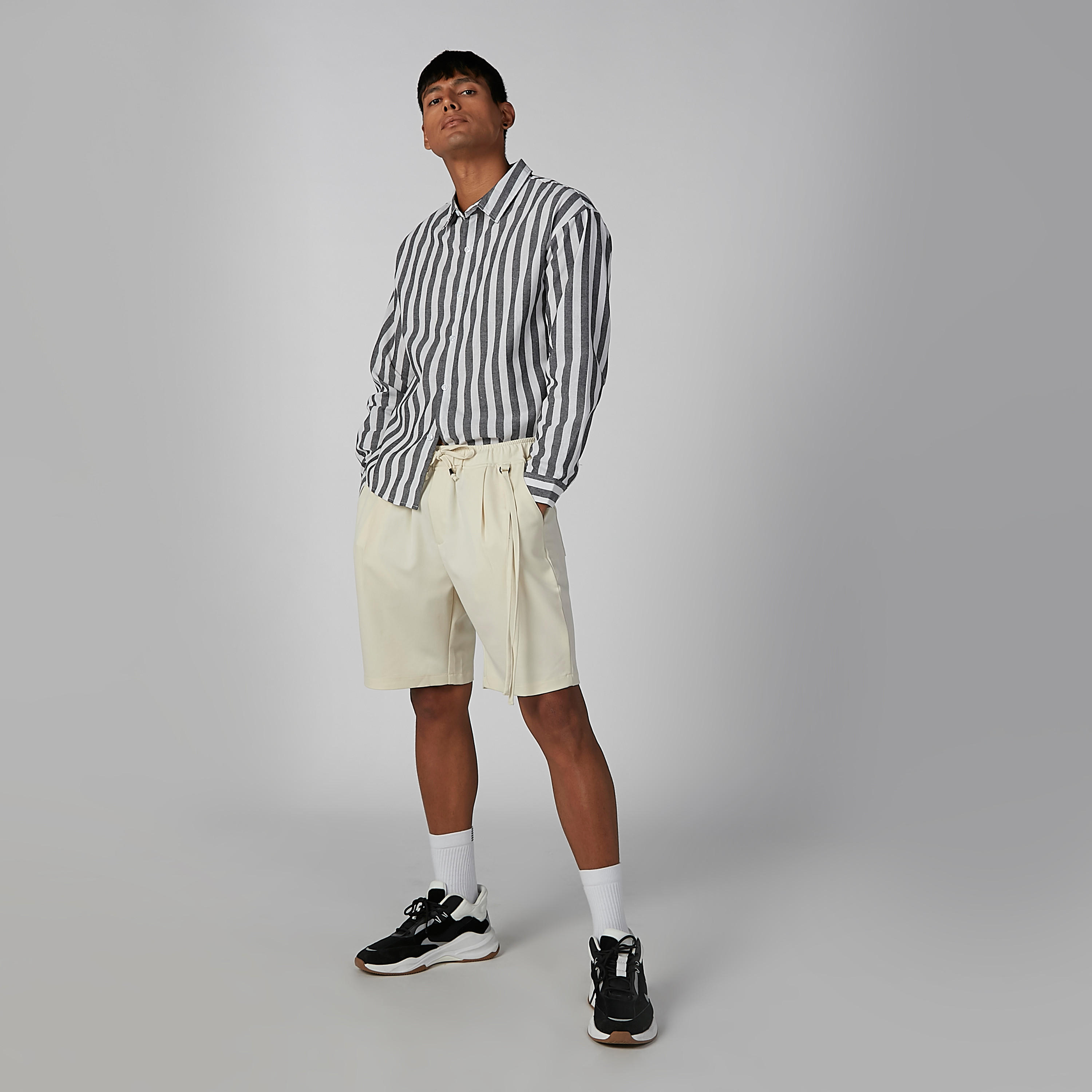 Striped Shirt with Long Sleeves and Spread Collar-men-clothing-shirts-image-1