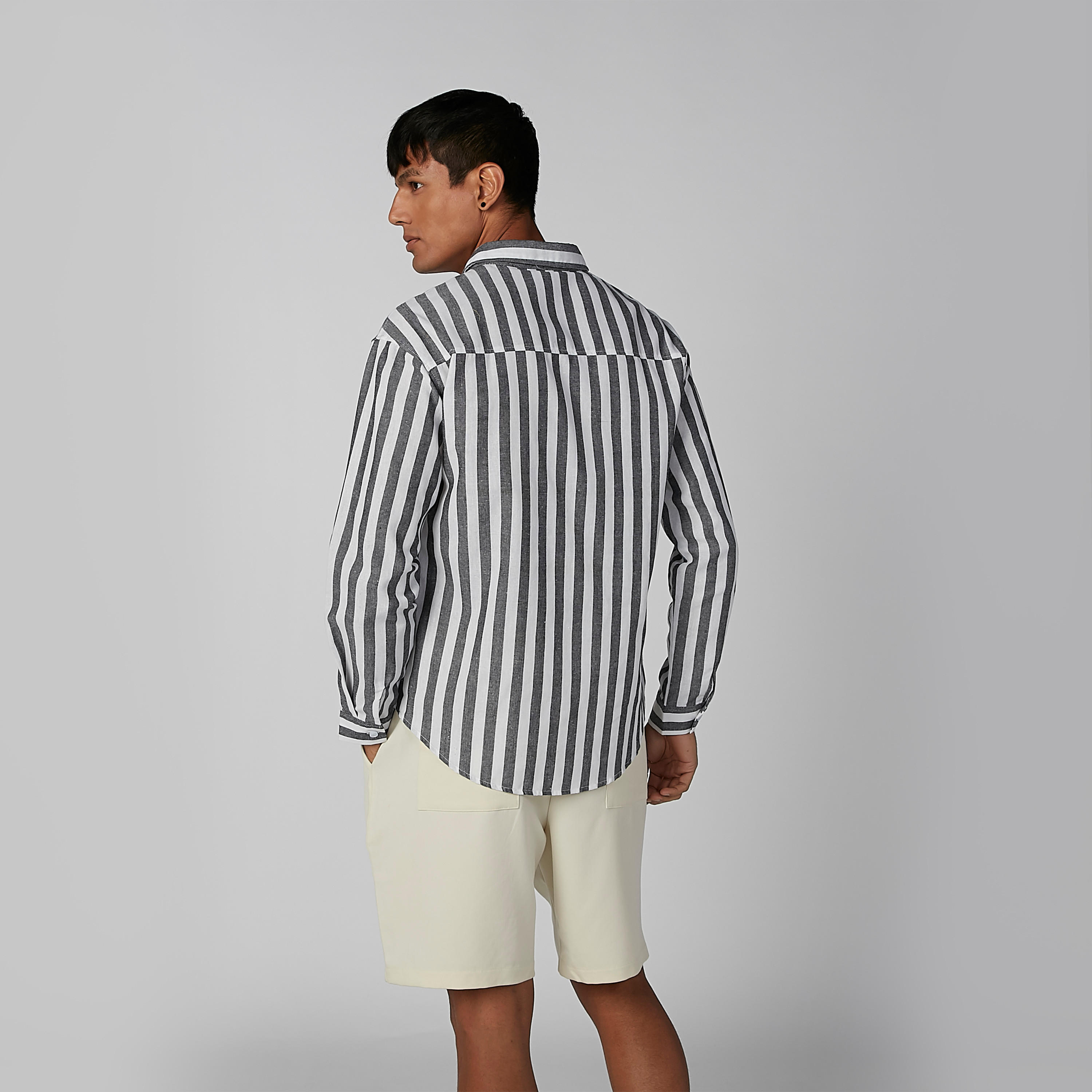 Striped Shirt with Long Sleeves and Spread Collar-men-clothing-shirts-image-4