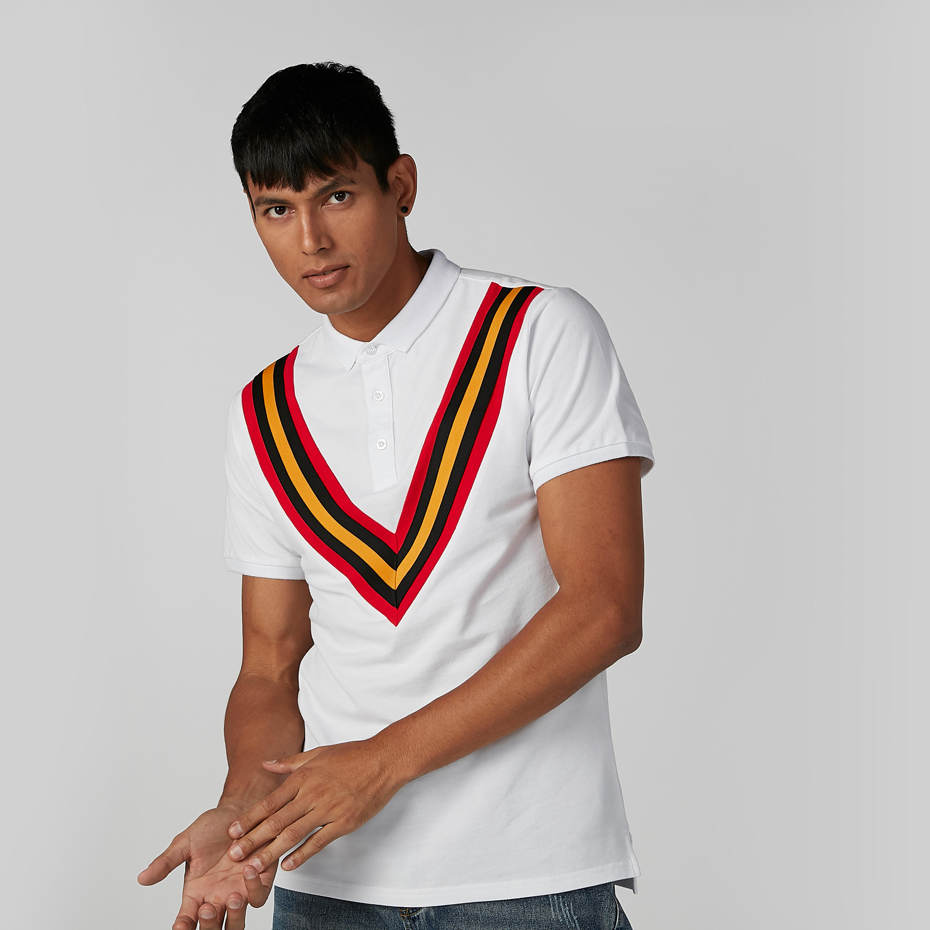 تيشيرت مقلّم بياقة بولو وأكمام قصيرة-men-clothing-tshirtsandpolos-polos-image-1