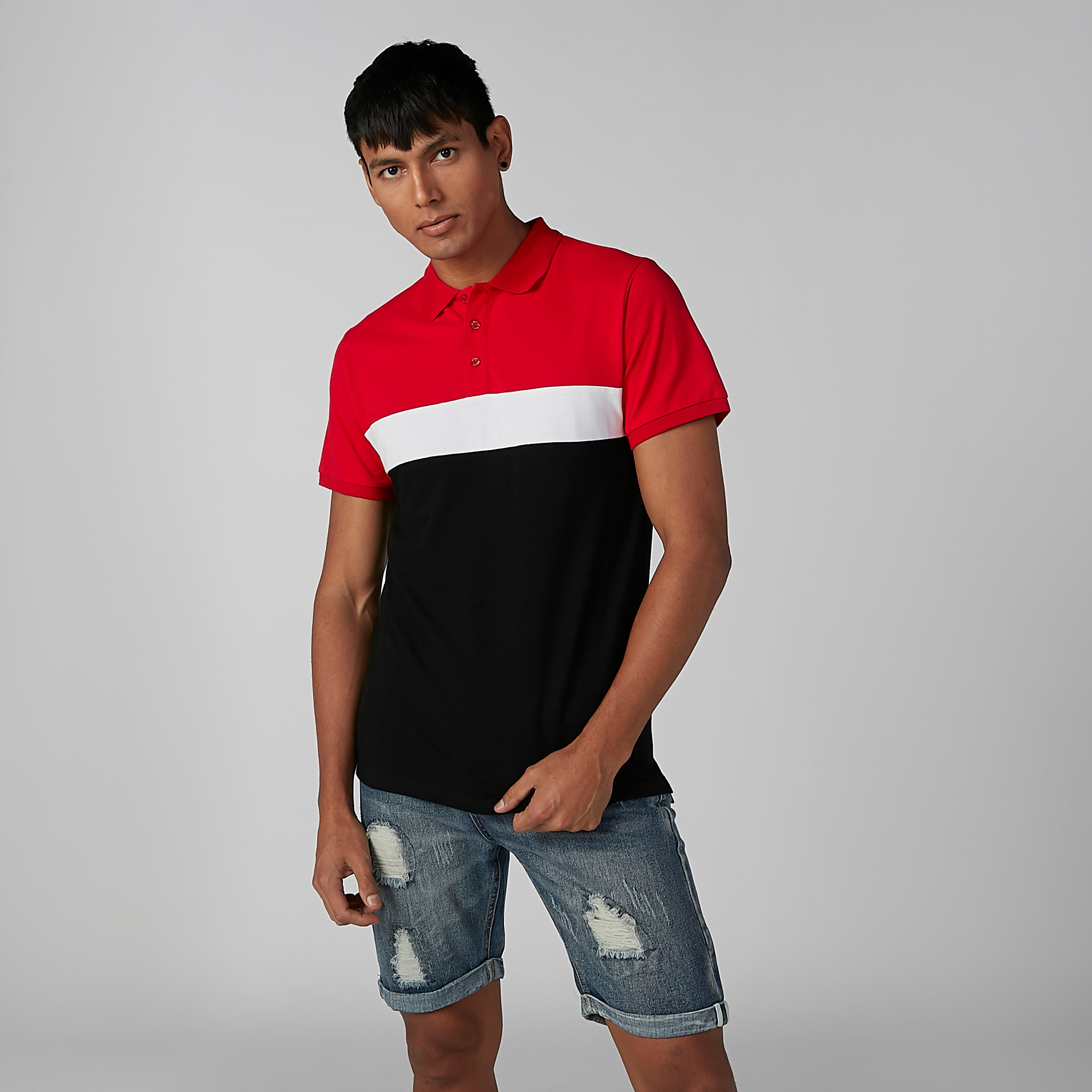 تيشيرت سادة بياقة بولو بأكمام قصيرة-men-clothing-tshirtsandpolos-polos-image-1