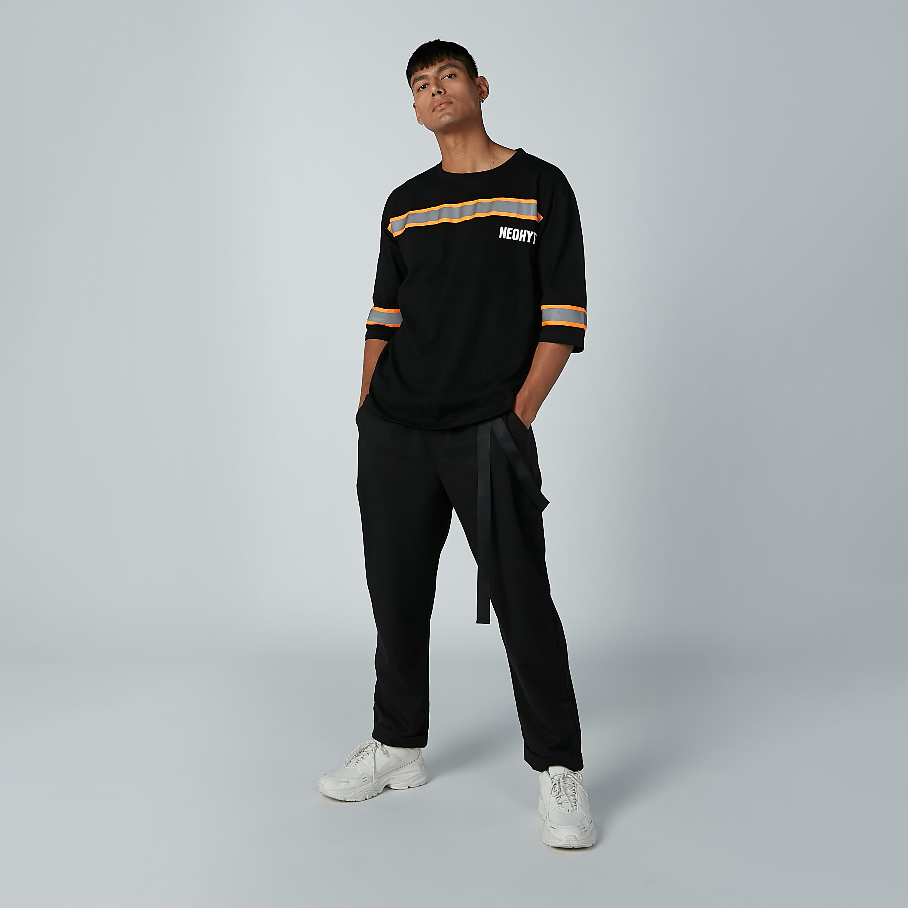 Plain Trousers with Drawstring and Strap Detail-men-clothing-bottoms-trousersandchinos-trousers-image-2
