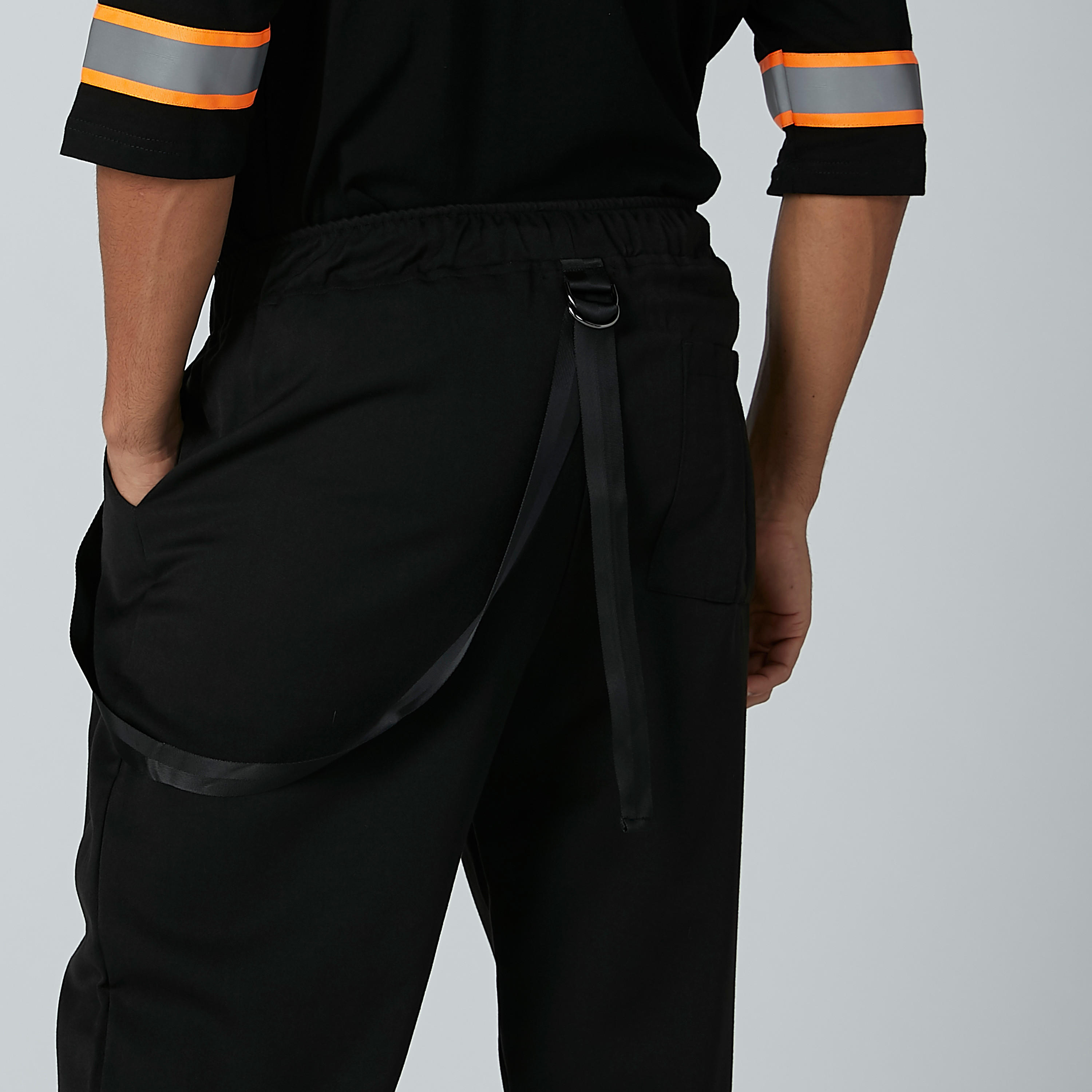 Plain Trousers with Drawstring and Strap Detail-men-clothing-bottoms-trousersandchinos-trousers-image-3
