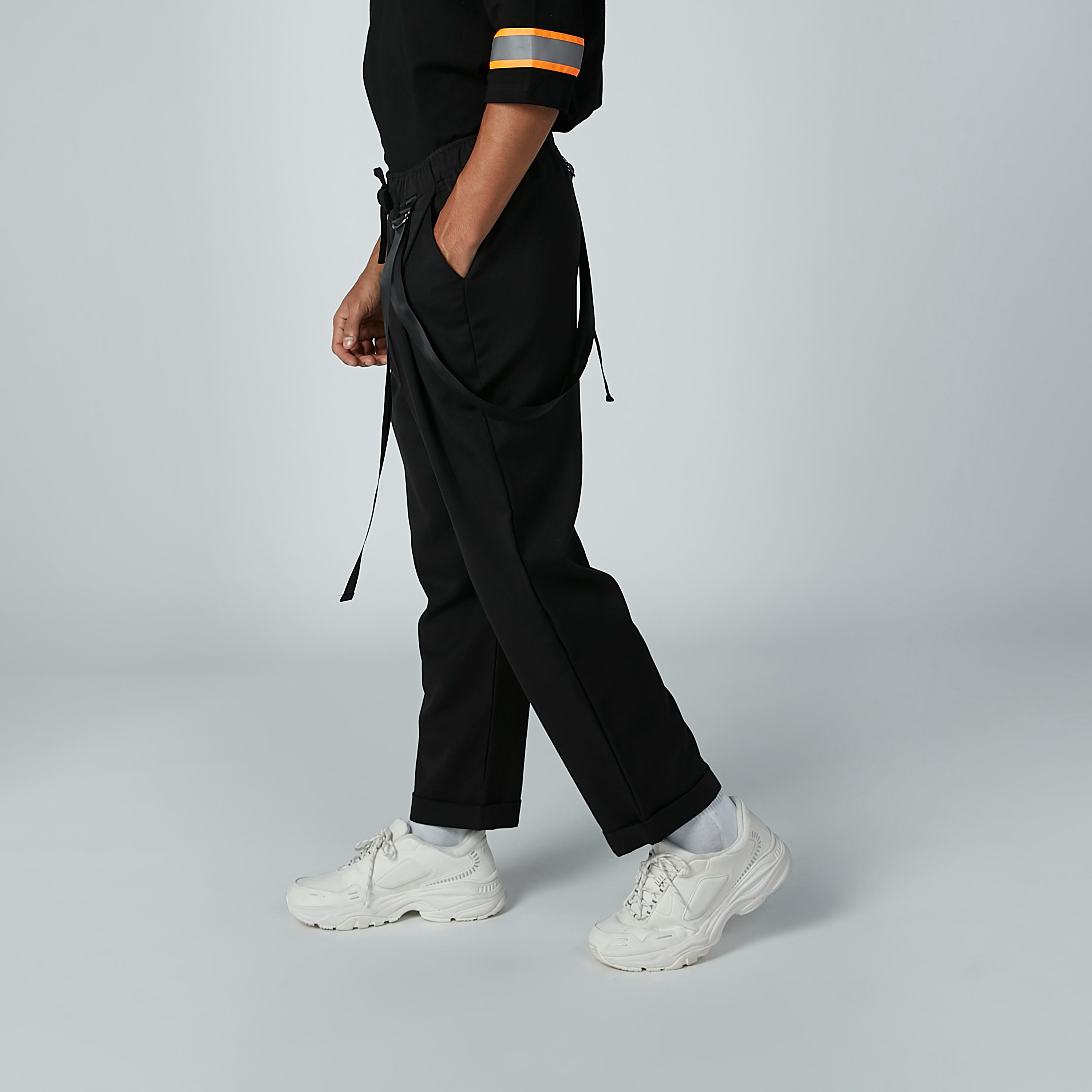 Plain Trousers with Drawstring and Strap Detail-men-clothing-bottoms-trousersandchinos-trousers-image-4