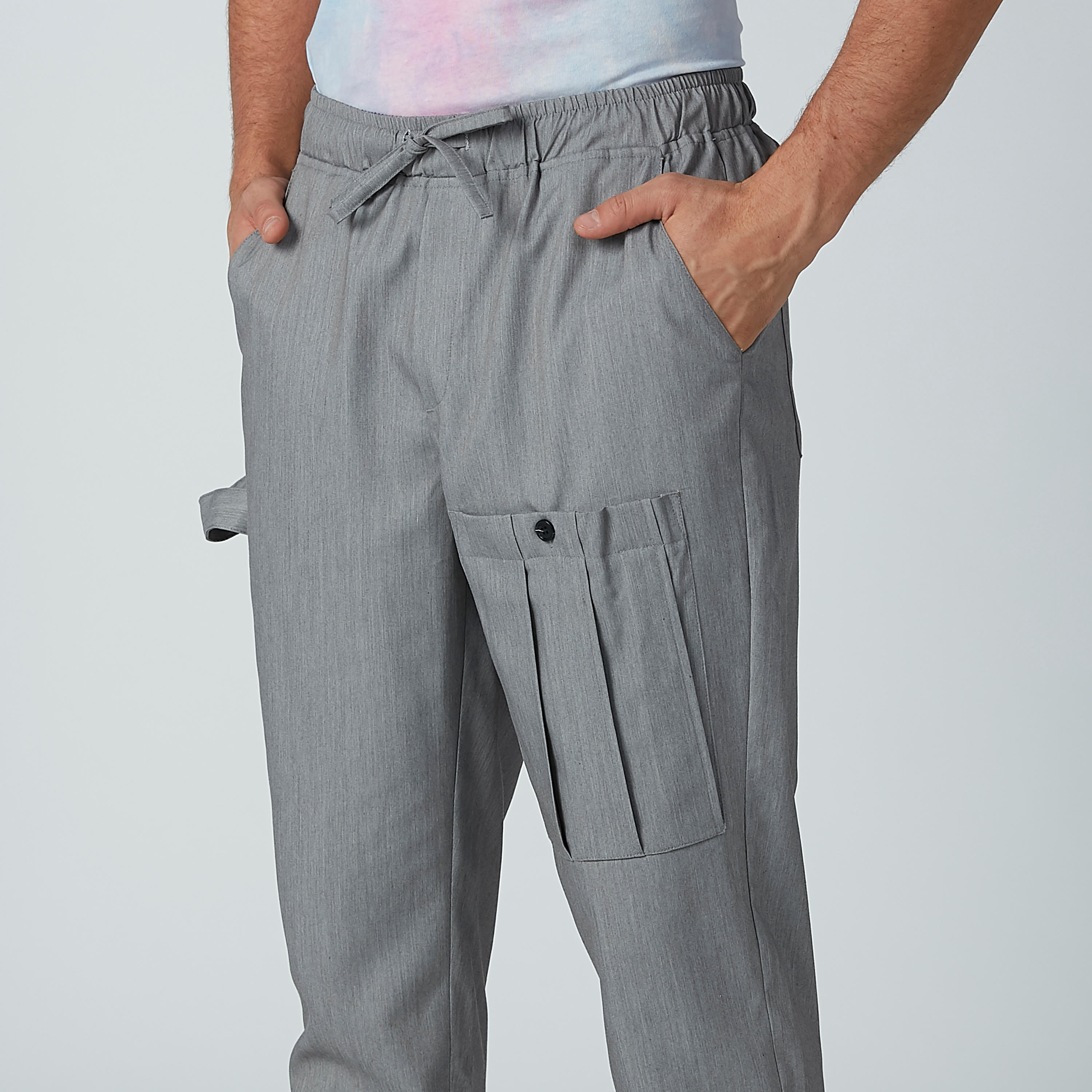 بنطال سادة بخصر مرن ورباط وجيوب-men-clothing-bottoms-trousersandchinos-trousers-image-3