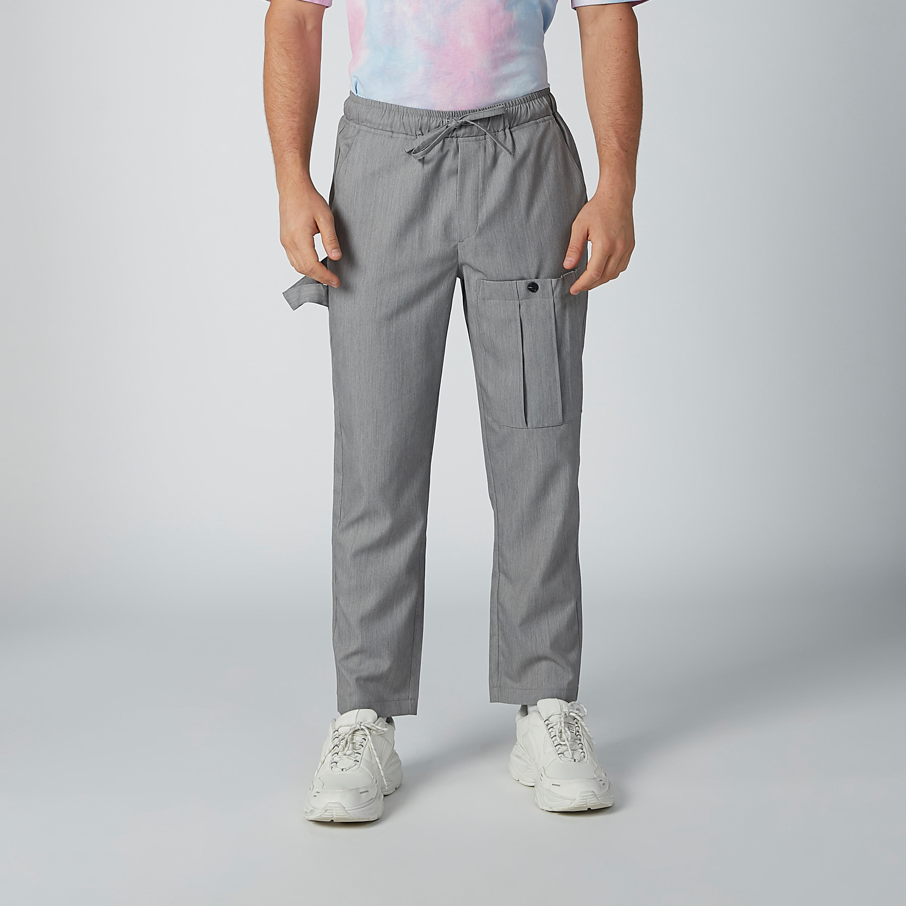 بنطال سادة بخصر مرن ورباط وجيوب-men-clothing-bottoms-trousersandchinos-trousers-image-5
