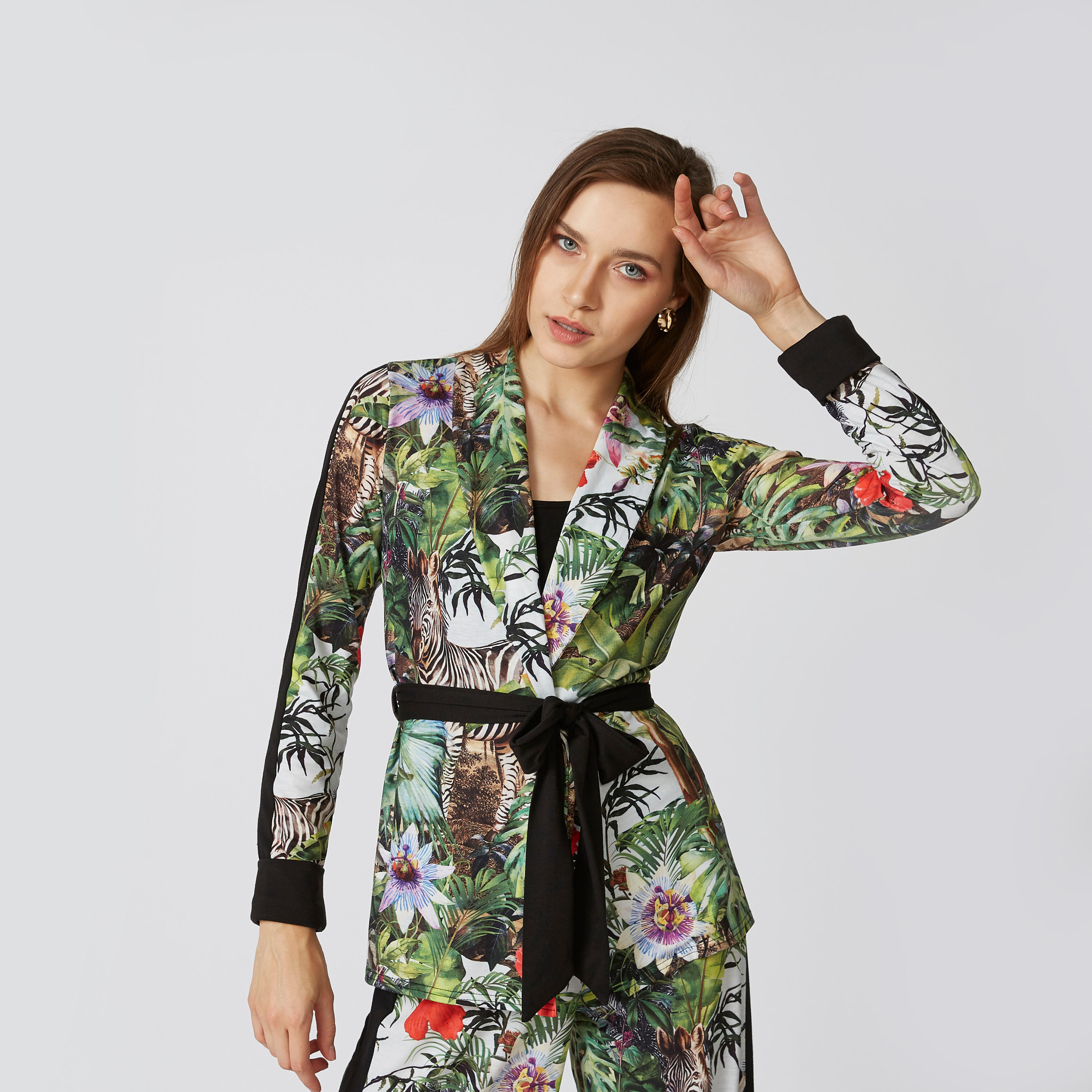 Printed Wrap Top with Shawl Neck and Tie Ups-women-clothing-shirtsandblouses-blouses-image-3