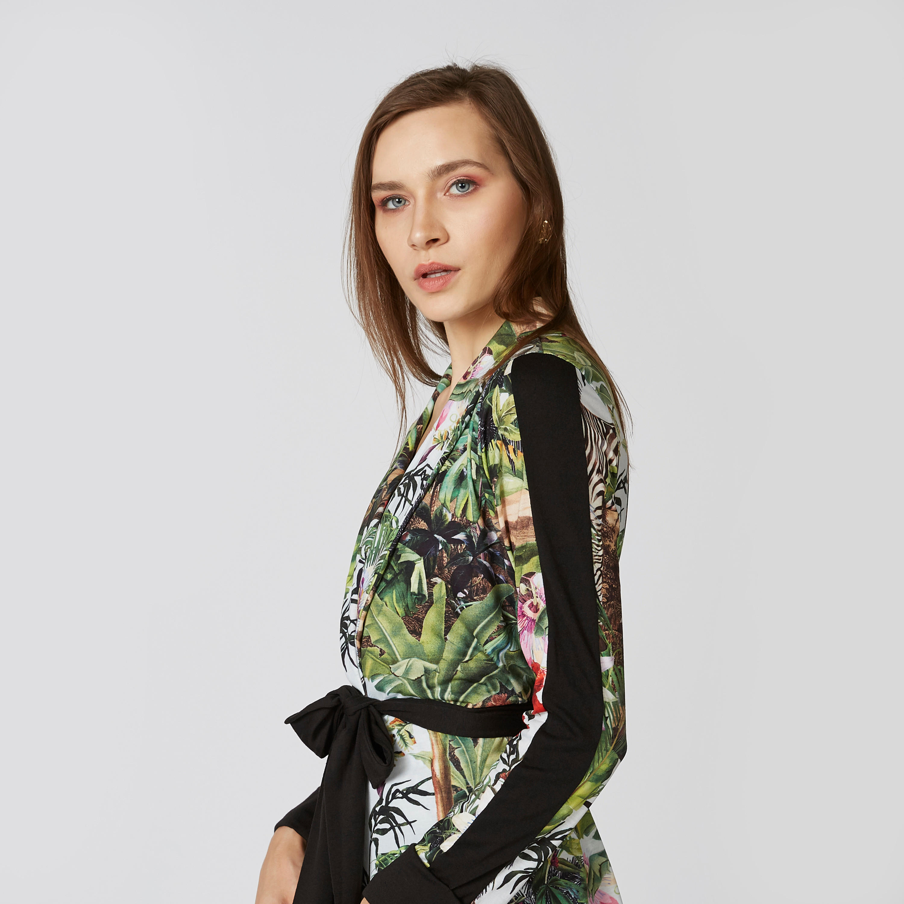 Printed Wrap Top with Shawl Neck and Tie Ups-women-clothing-shirtsandblouses-blouses-image-5