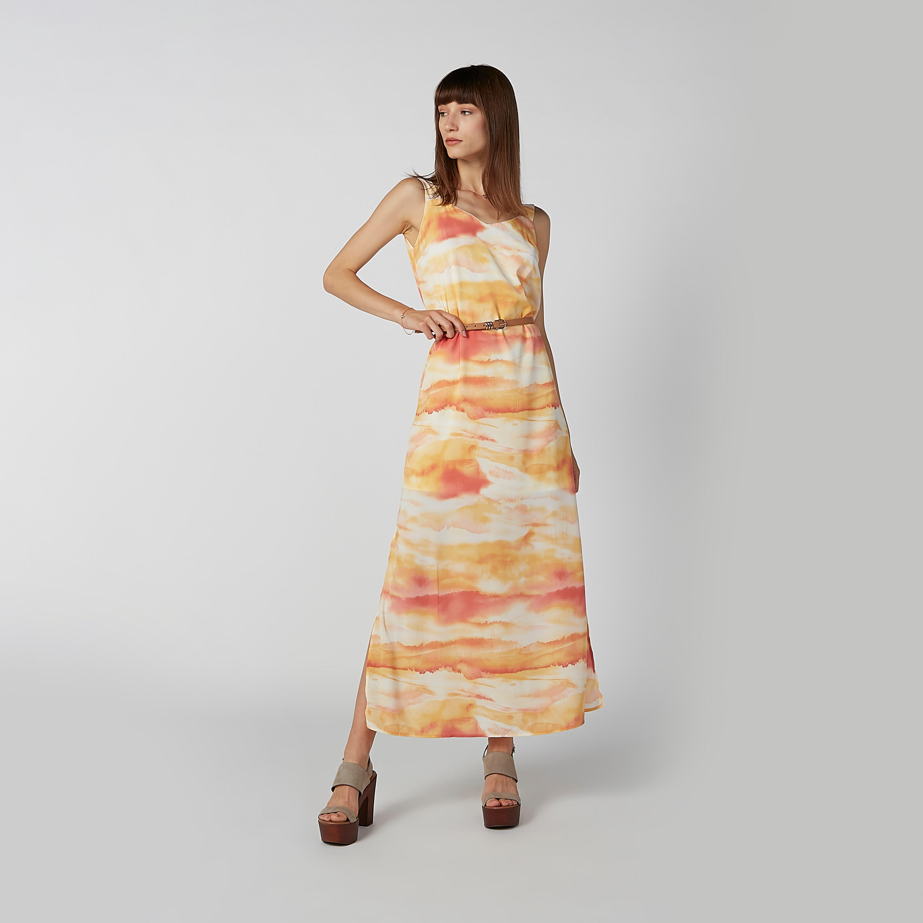 فستان ماكسي إيه لاين بفتحة جانبية وطبعات-women-clothing-dresses-image-1