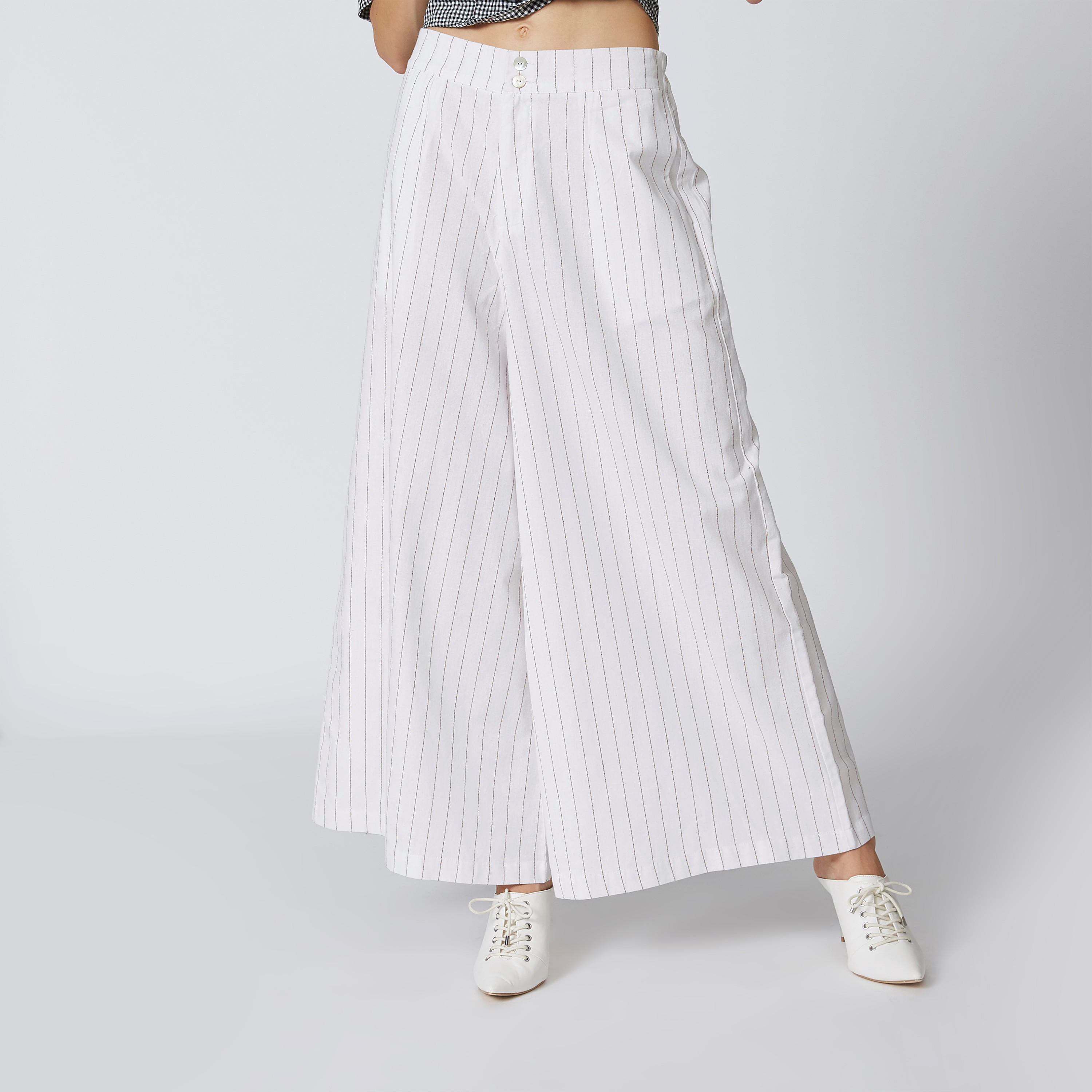 بنطال بالازو طويل مقلّم بجيوب جانبية-women-clothing-bottoms-trousers-image-4