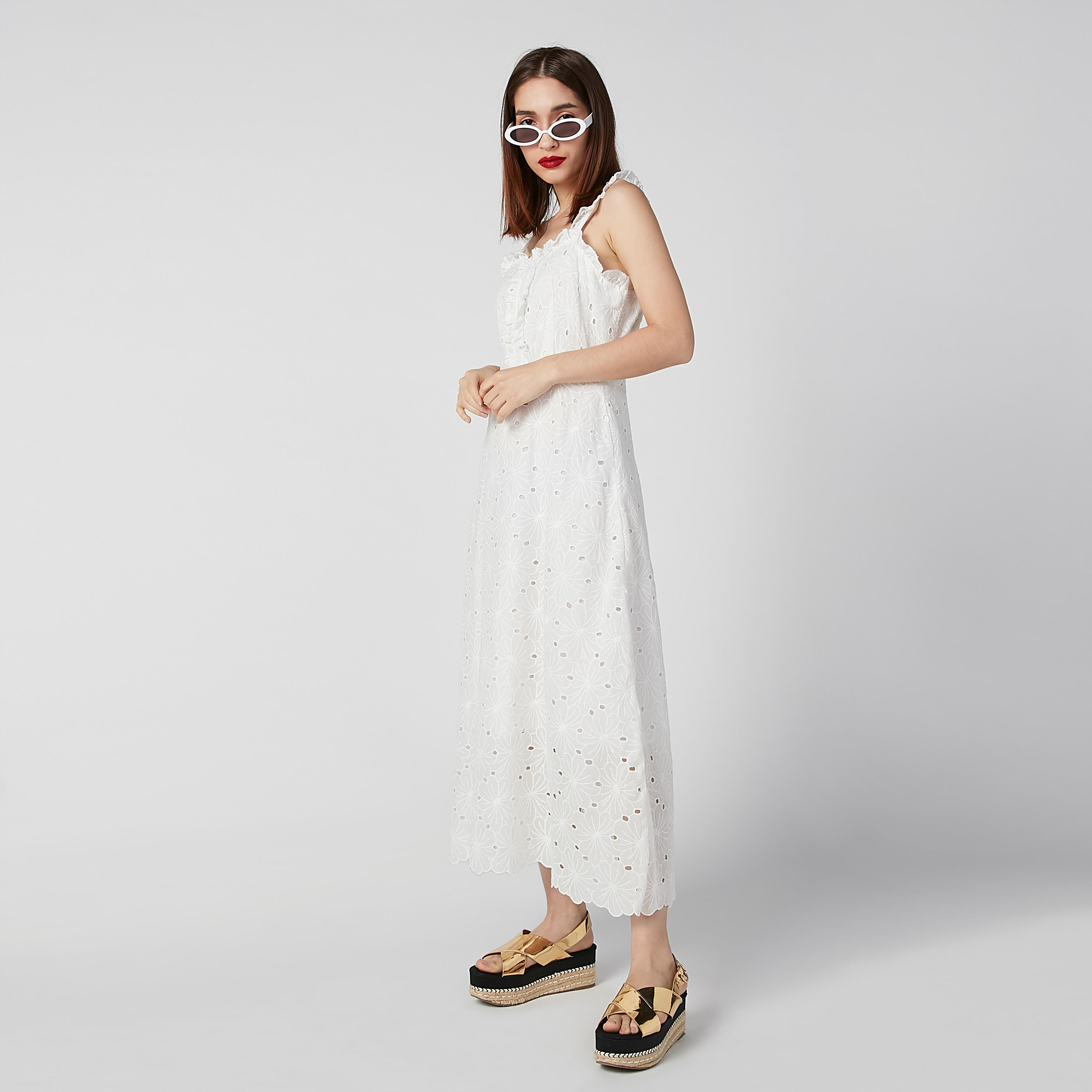 فستان شيفلي طويل إيه لاين دون أكمام بسحّاب إغلاق-women-clothing-dresses-image-1