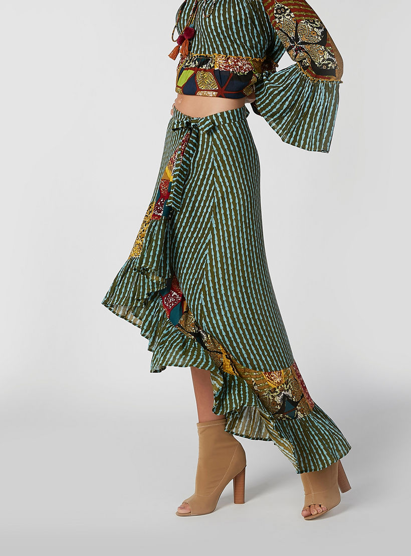 تنورة ماكسي بخصر مطّاطي وحوّاف غير مستوية وطبعات-women-clothing-bottoms-skirts-image-1