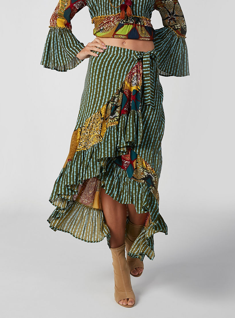 تنورة ماكسي بخصر مطّاطي وحوّاف غير مستوية وطبعات-women-clothing-bottoms-skirts-image-2