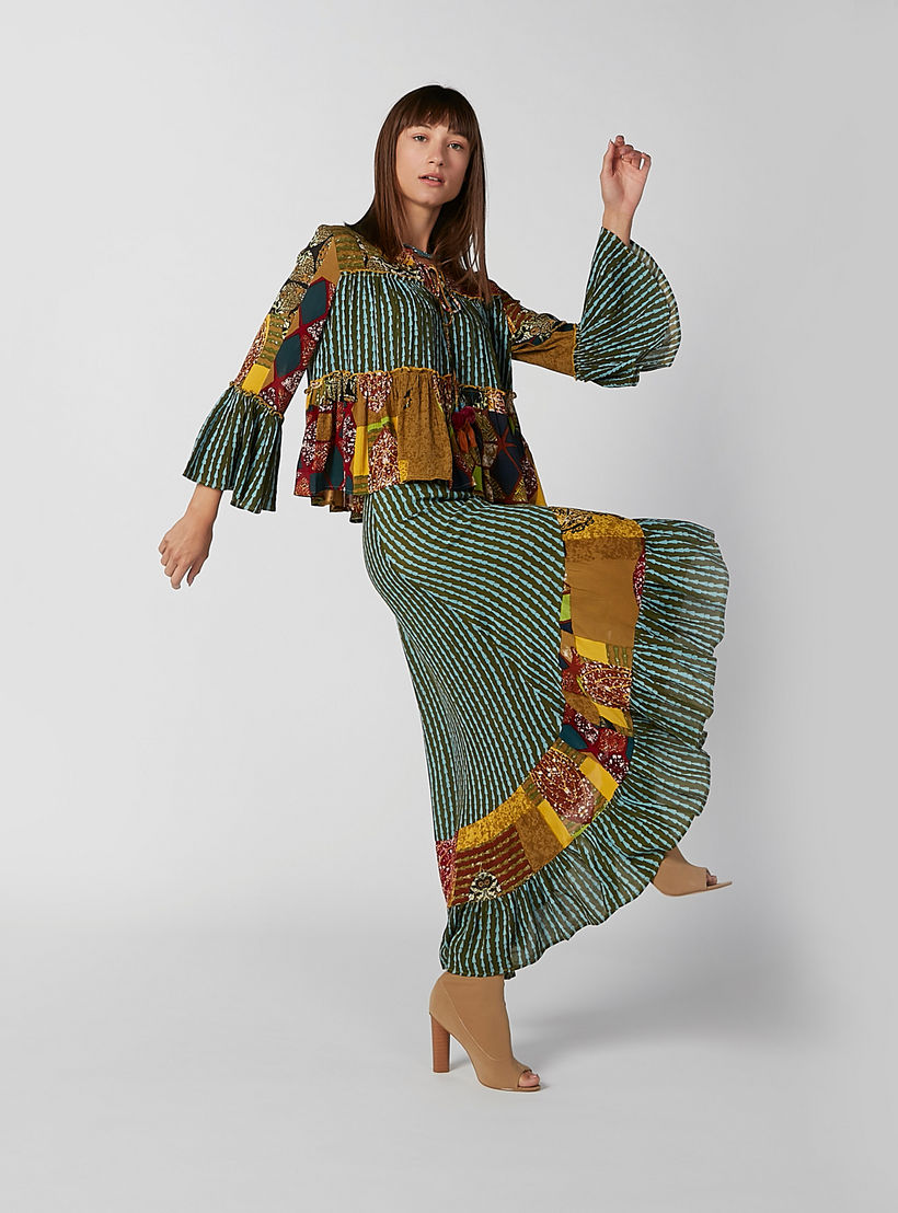 تنورة ماكسي بخصر مطّاطي وحوّاف غير مستوية وطبعات-women-clothing-bottoms-skirts-image-3
