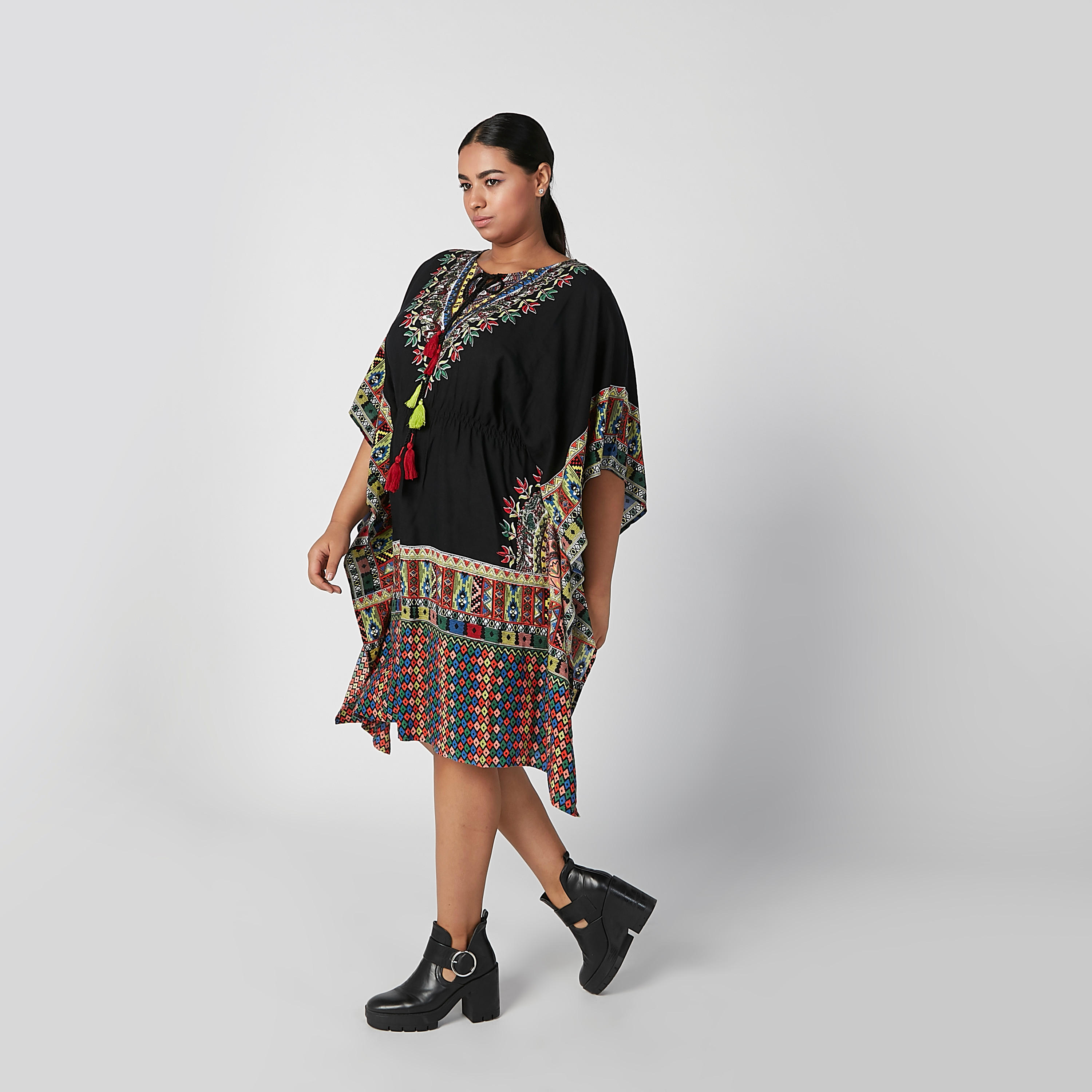 فستان مستدام ميدي بأكمام 3/4 وطبعات -women-clothing-dresses-image-2