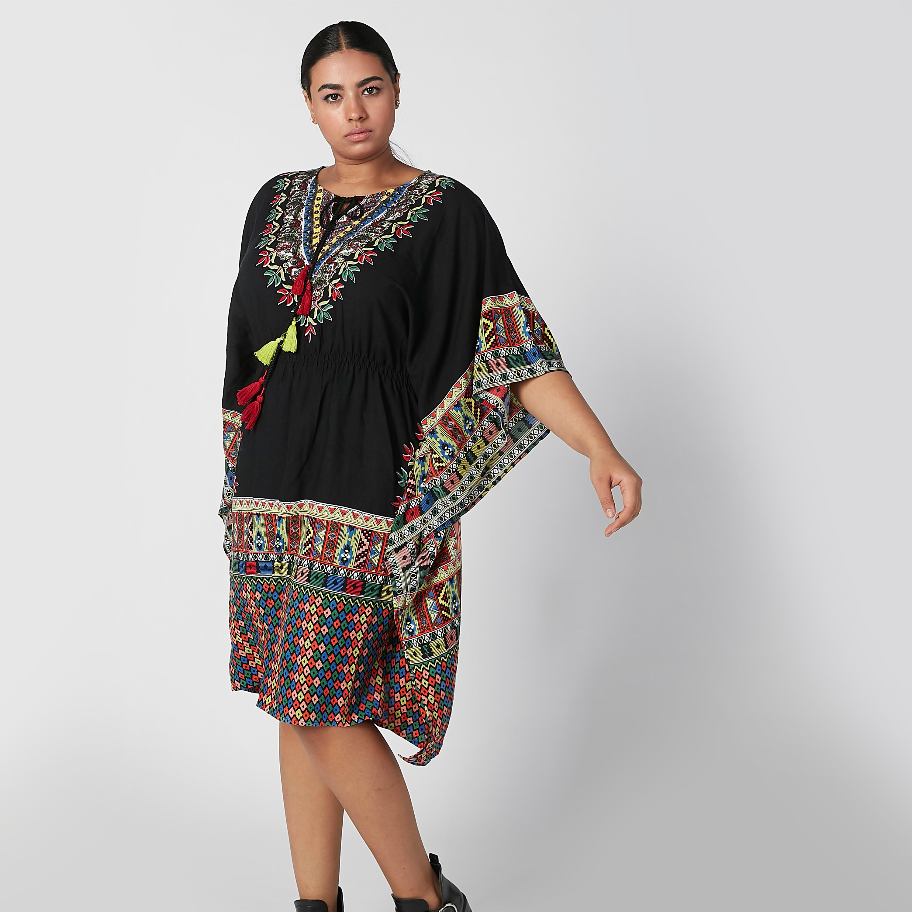 فستان مستدام ميدي بأكمام 3/4 وطبعات -women-clothing-dresses-image-3