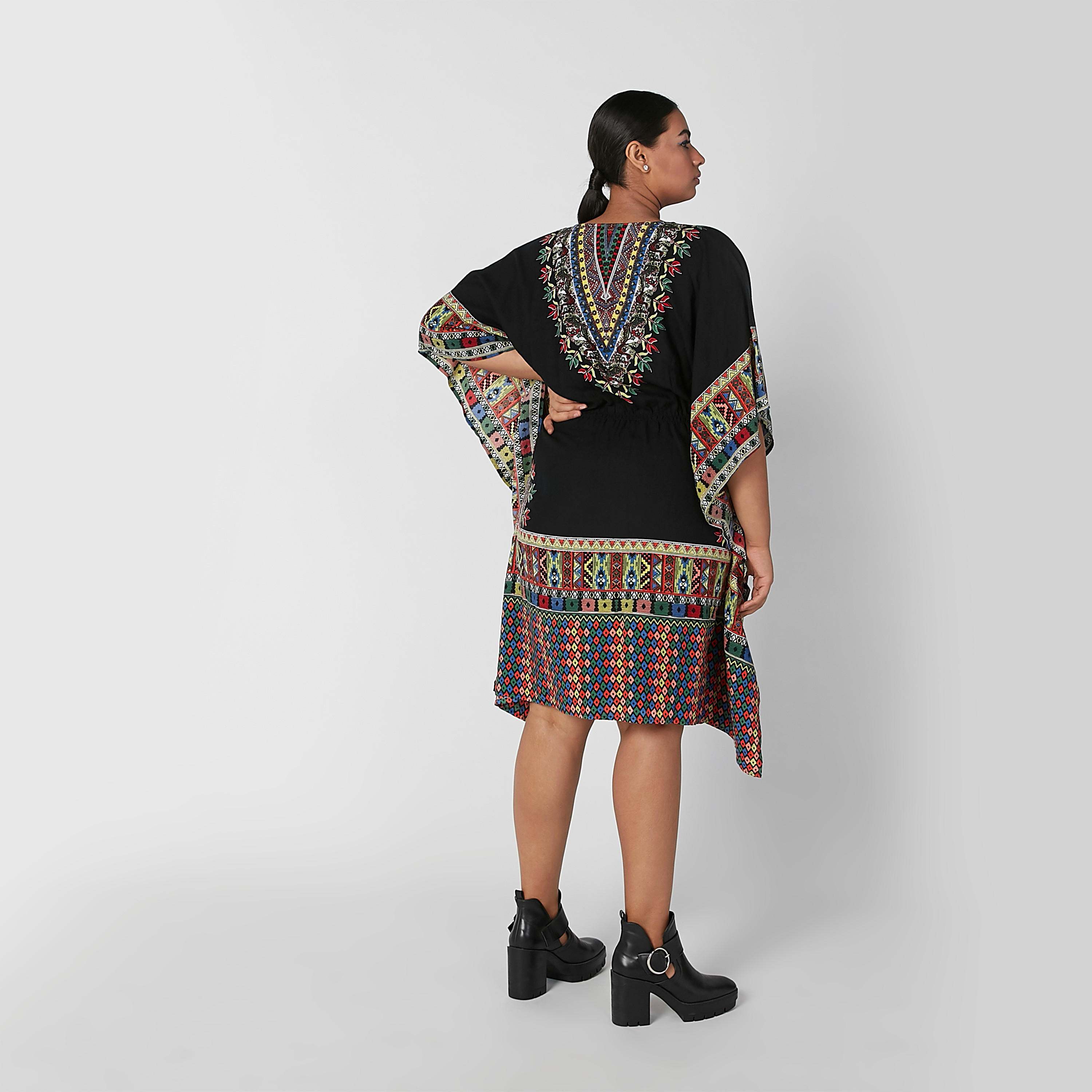 فستان مستدام ميدي بأكمام 3/4 وطبعات -women-clothing-dresses-image-4