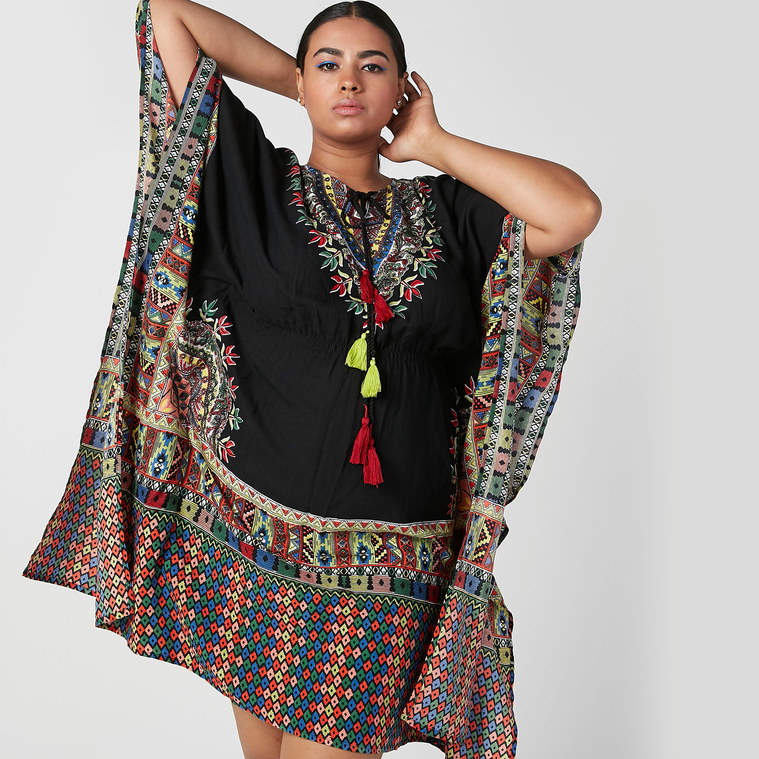 فستان مستدام ميدي بأكمام 3/4 وطبعات -women-clothing-dresses-image-5
