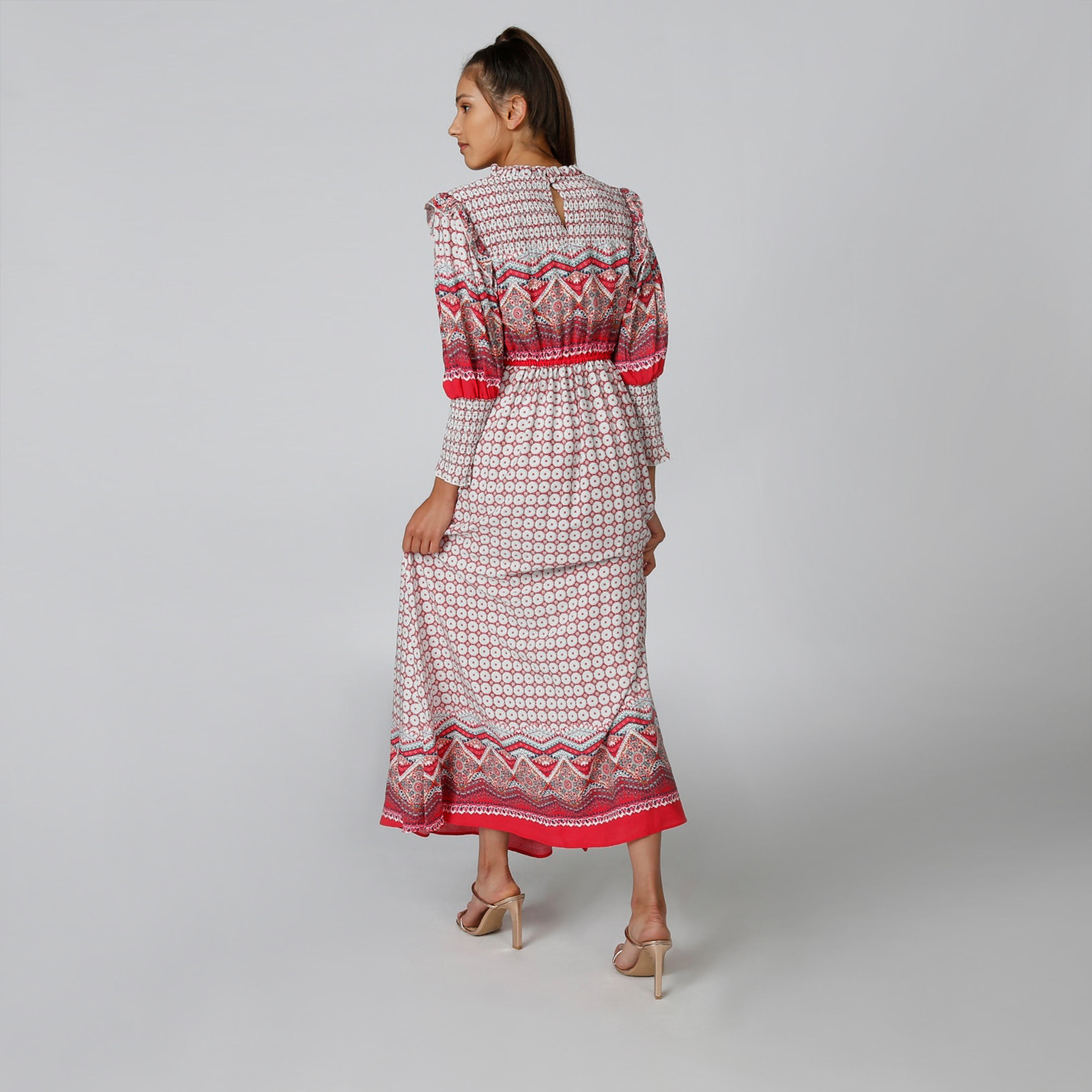 Printed Maxi A-line Dress with Long Sleeves-women-clothing-dresses-image-2