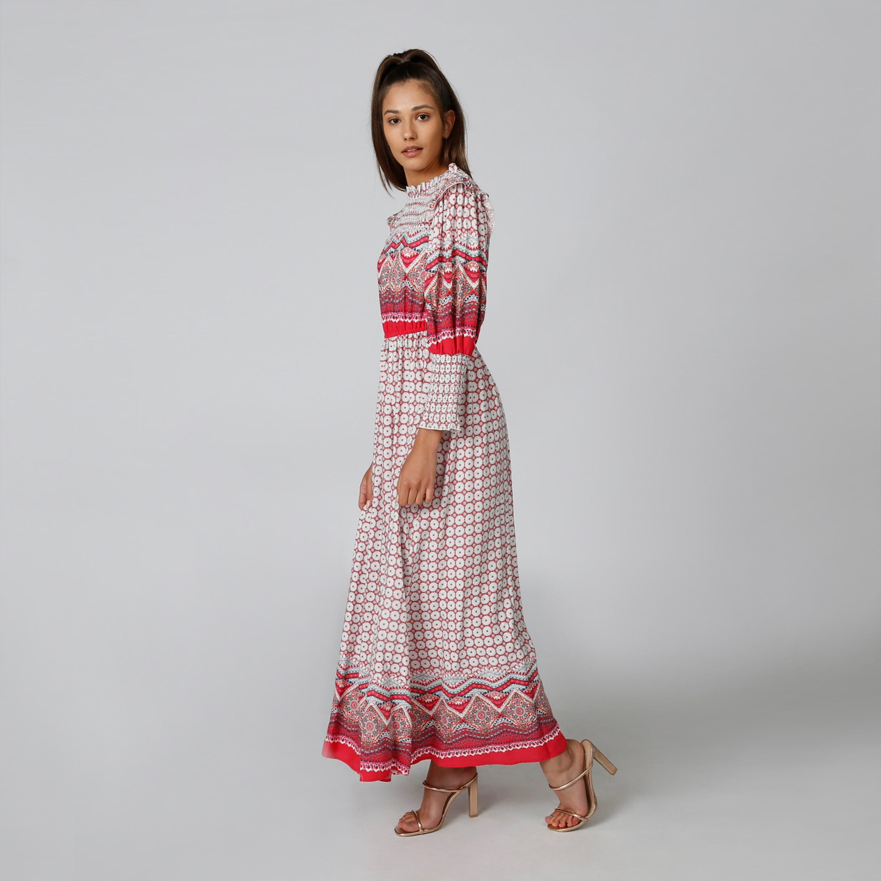 Printed Maxi A-line Dress with Long Sleeves-women-clothing-dresses-image-4