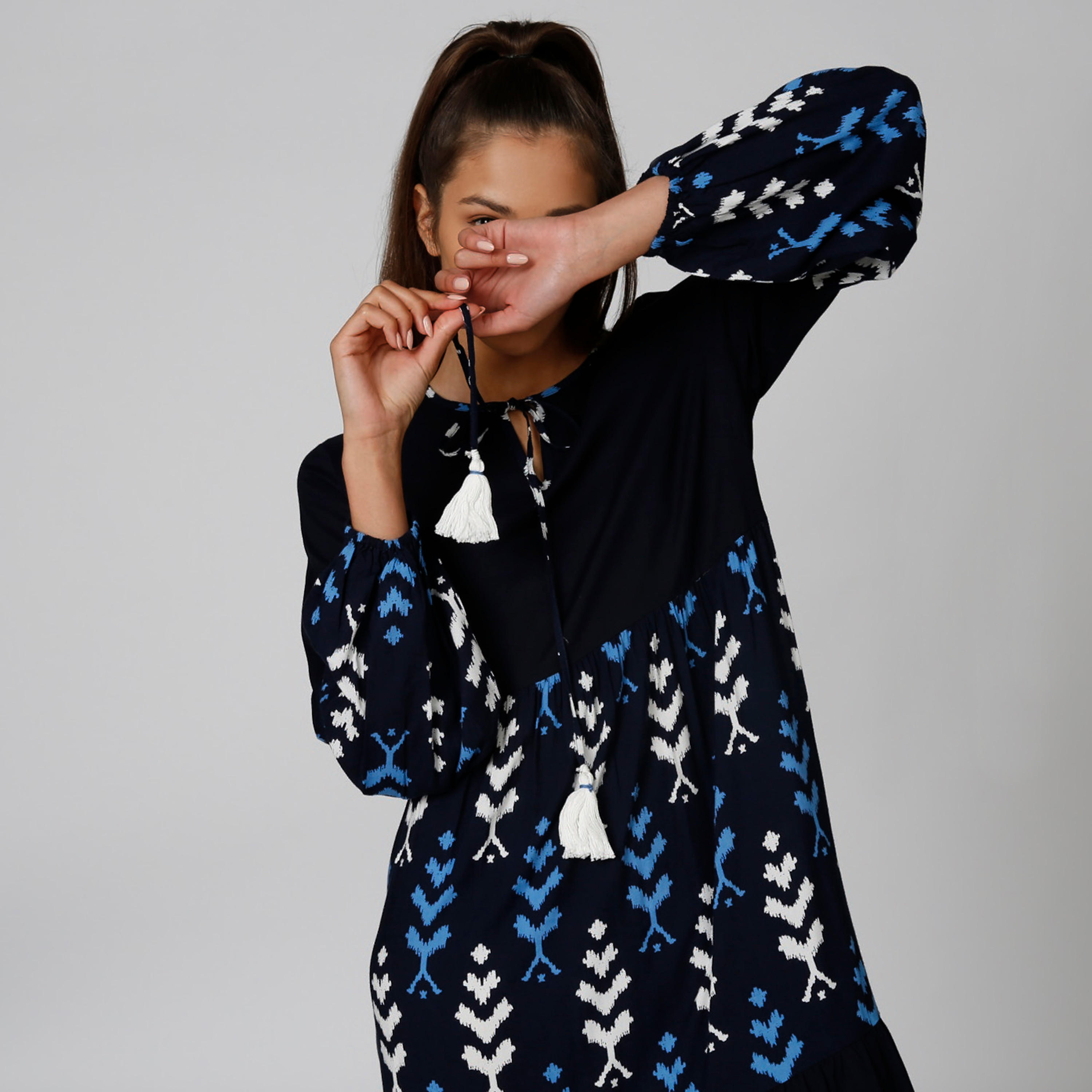 فستان طويل إيه لاين بأكمام طويلة وأربطة وطبعات-women-clothing-dresses-image-4