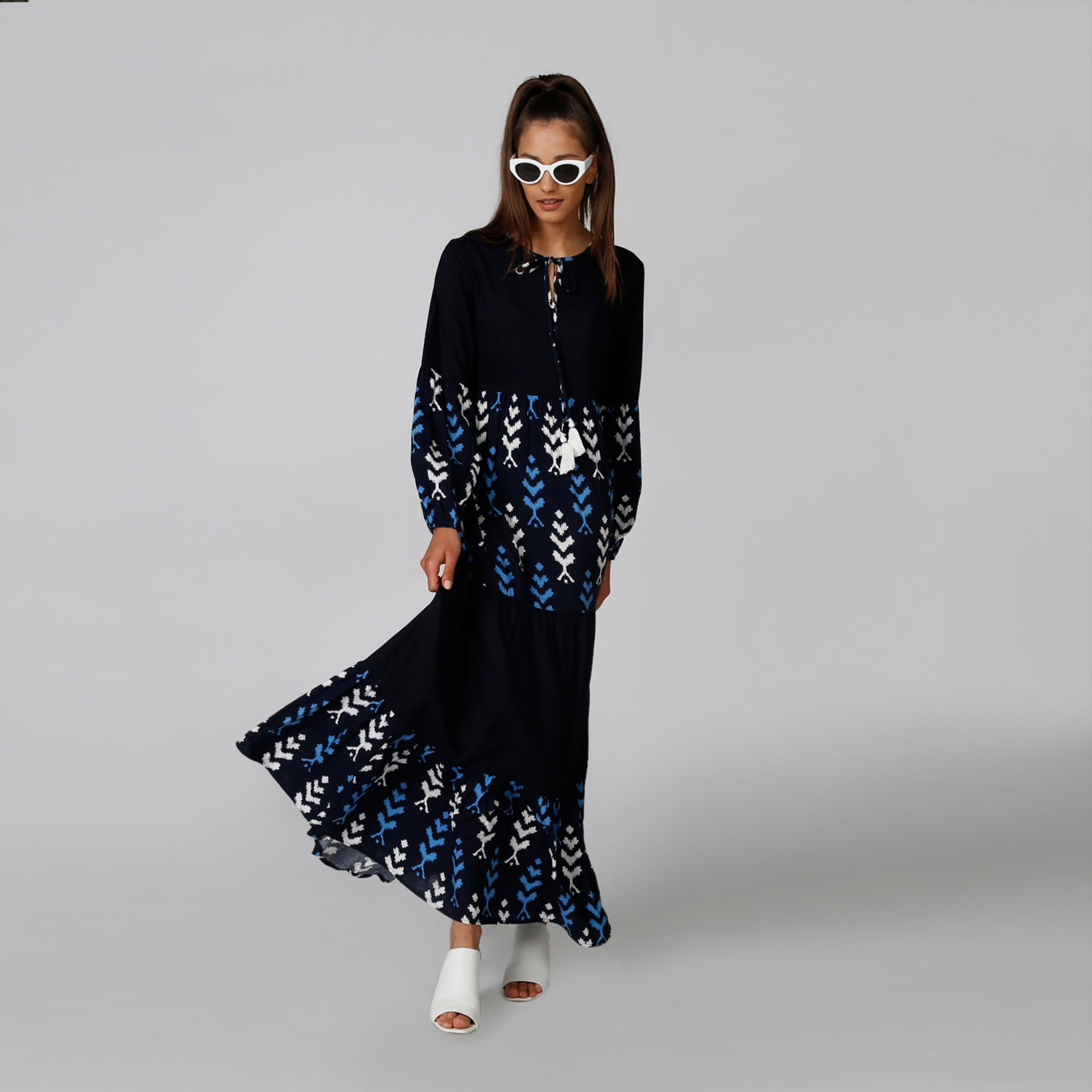 فستان طويل إيه لاين بأكمام طويلة وأربطة وطبعات-women-clothing-dresses-image-5