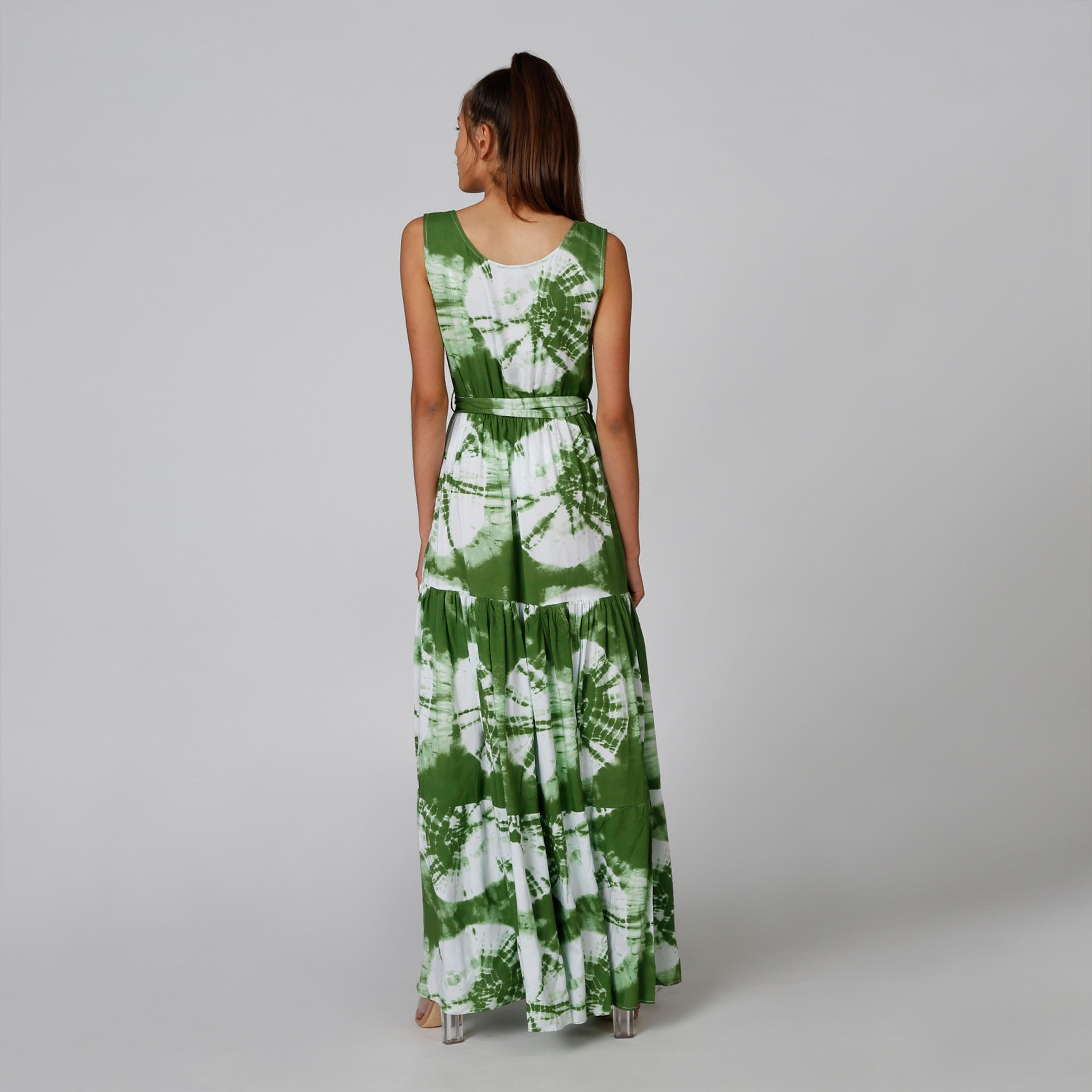 فستان طويل إيه لاين دون أكمام بياقة V وطبعات-women-clothing-dresses-image-2