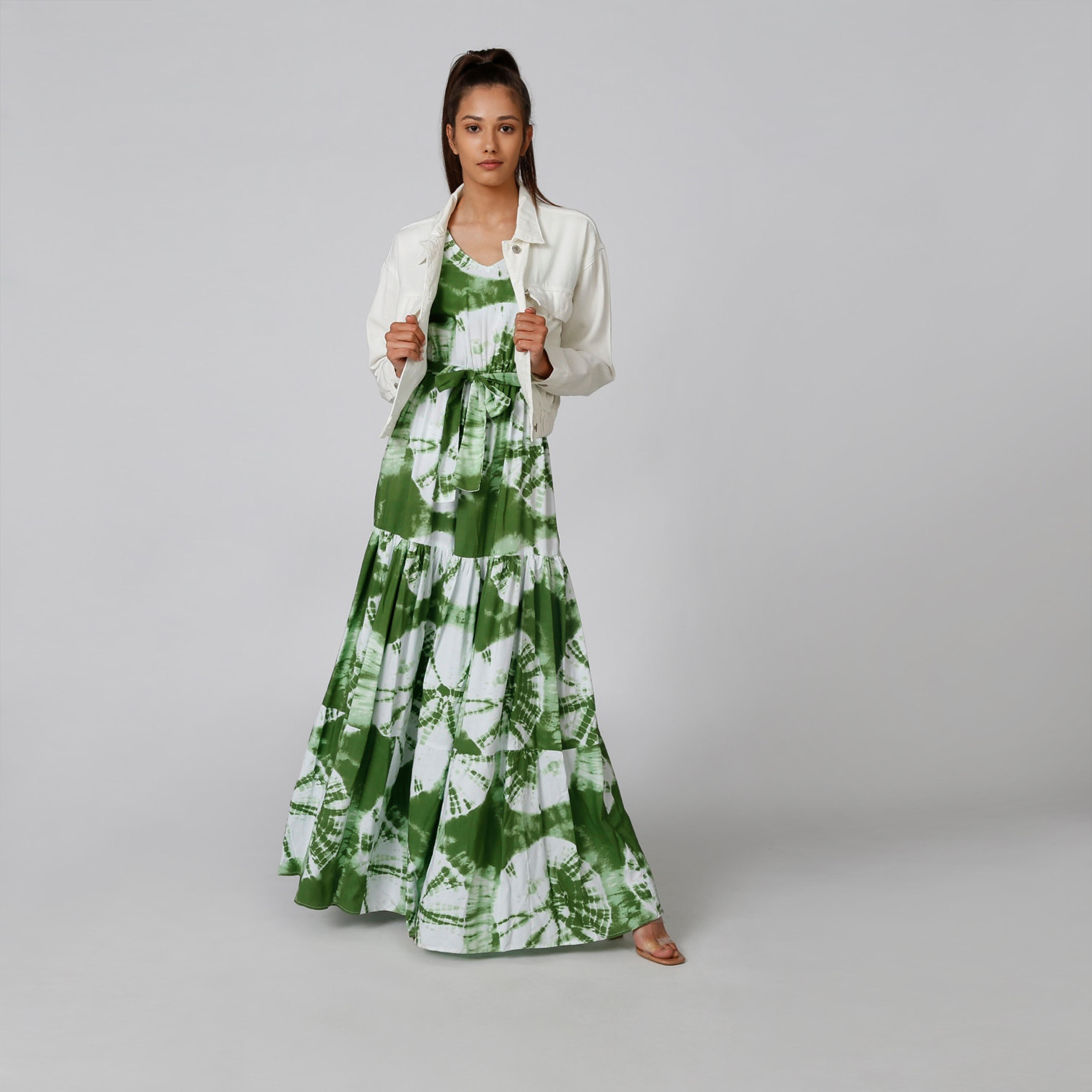 فستان طويل إيه لاين دون أكمام بياقة V وطبعات-women-clothing-dresses-image-3