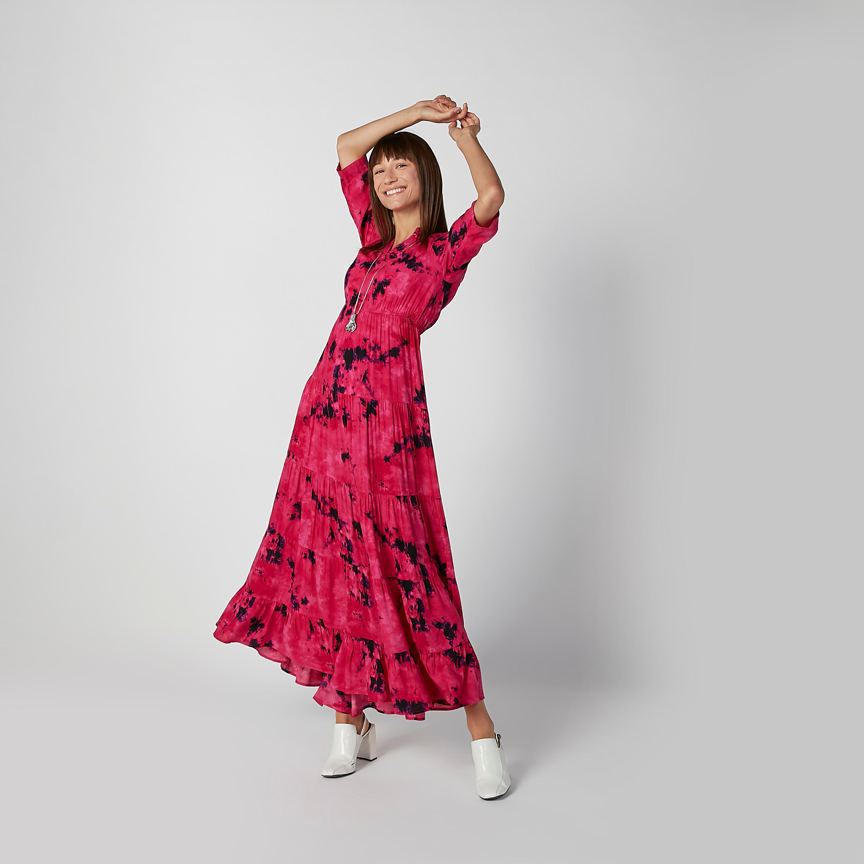 فستان طويل إيه لاين بأكمام 3/4 وطبعات-women-clothing-dresses-image-1