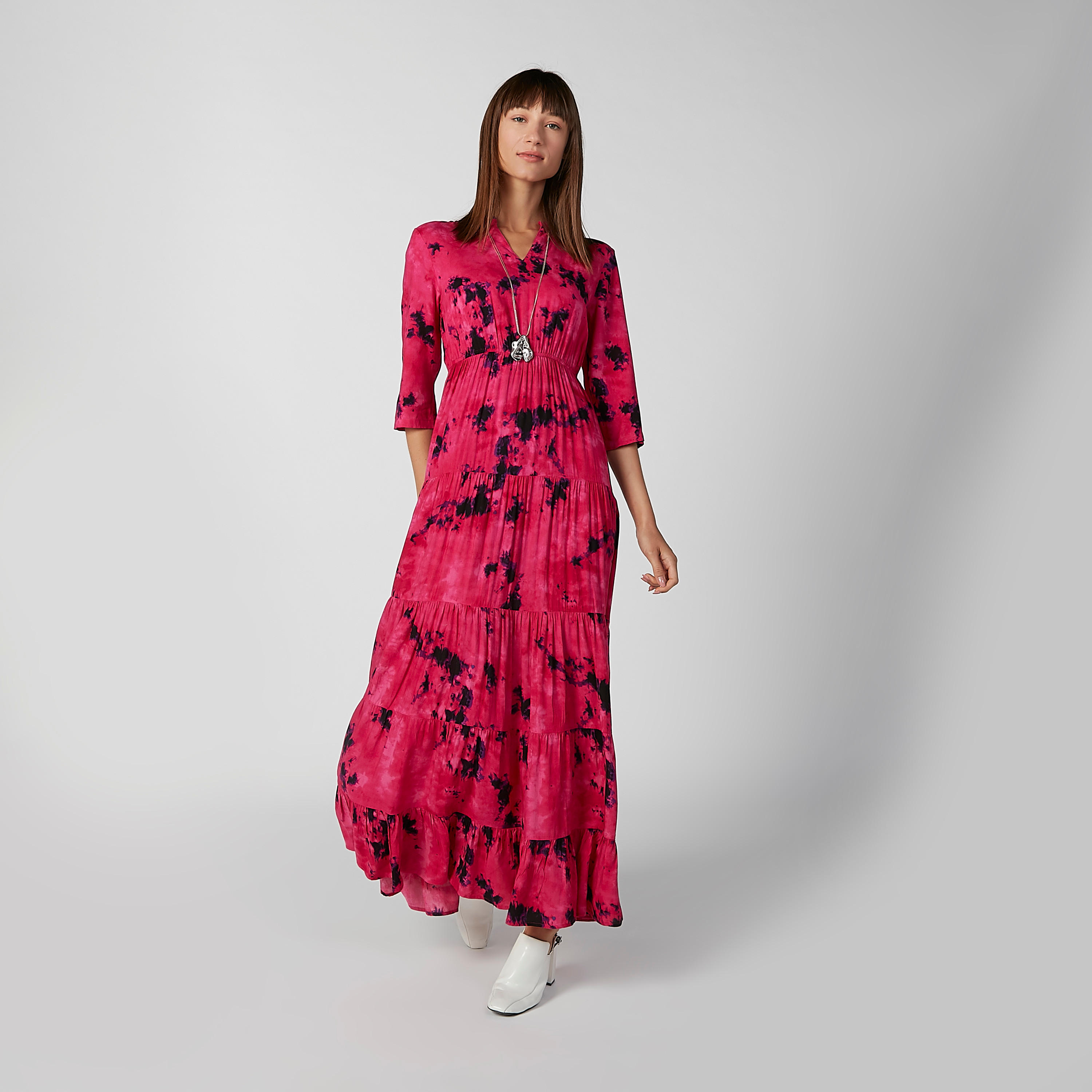 فستان طويل إيه لاين بأكمام 3/4 وطبعات-women-clothing-dresses-image-6
