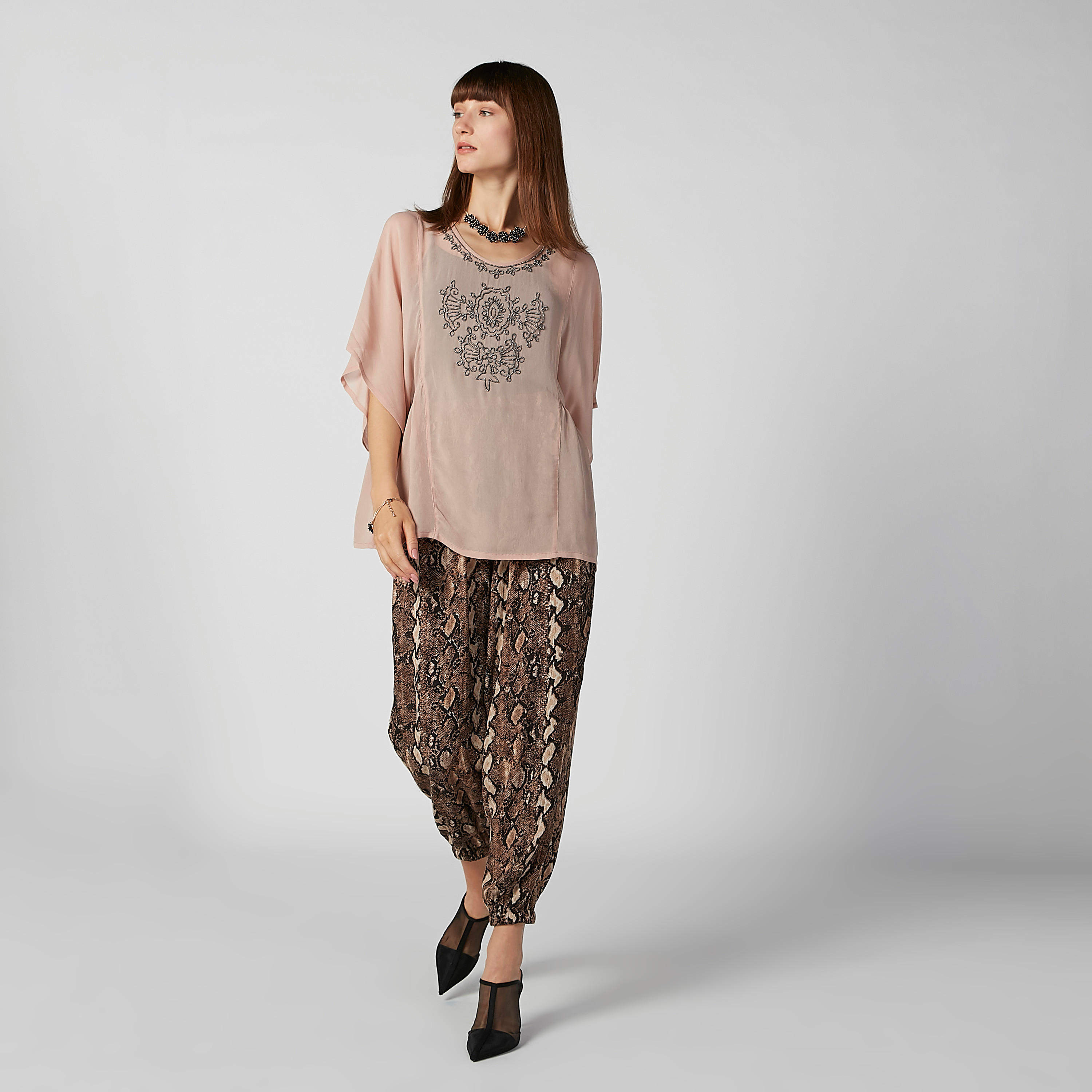 Embellished Tunic with Round Neck and Flared Sleeves-women-clothing-shirtsandblouses-blouses-image-1