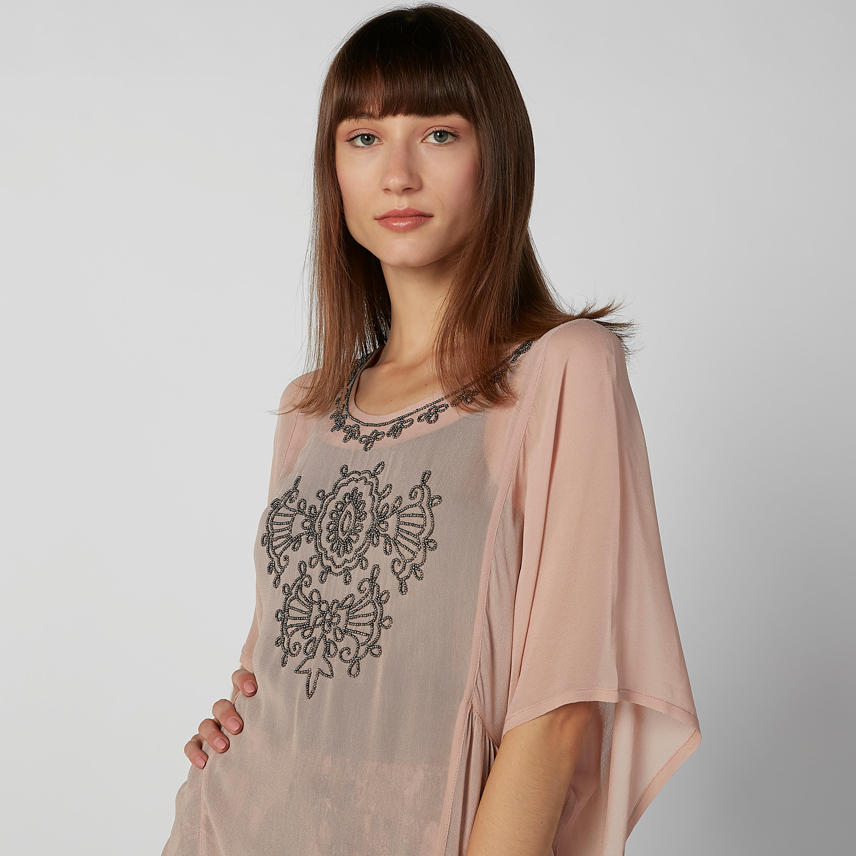 Embellished Tunic with Round Neck and Flared Sleeves-women-clothing-shirtsandblouses-blouses-image-3