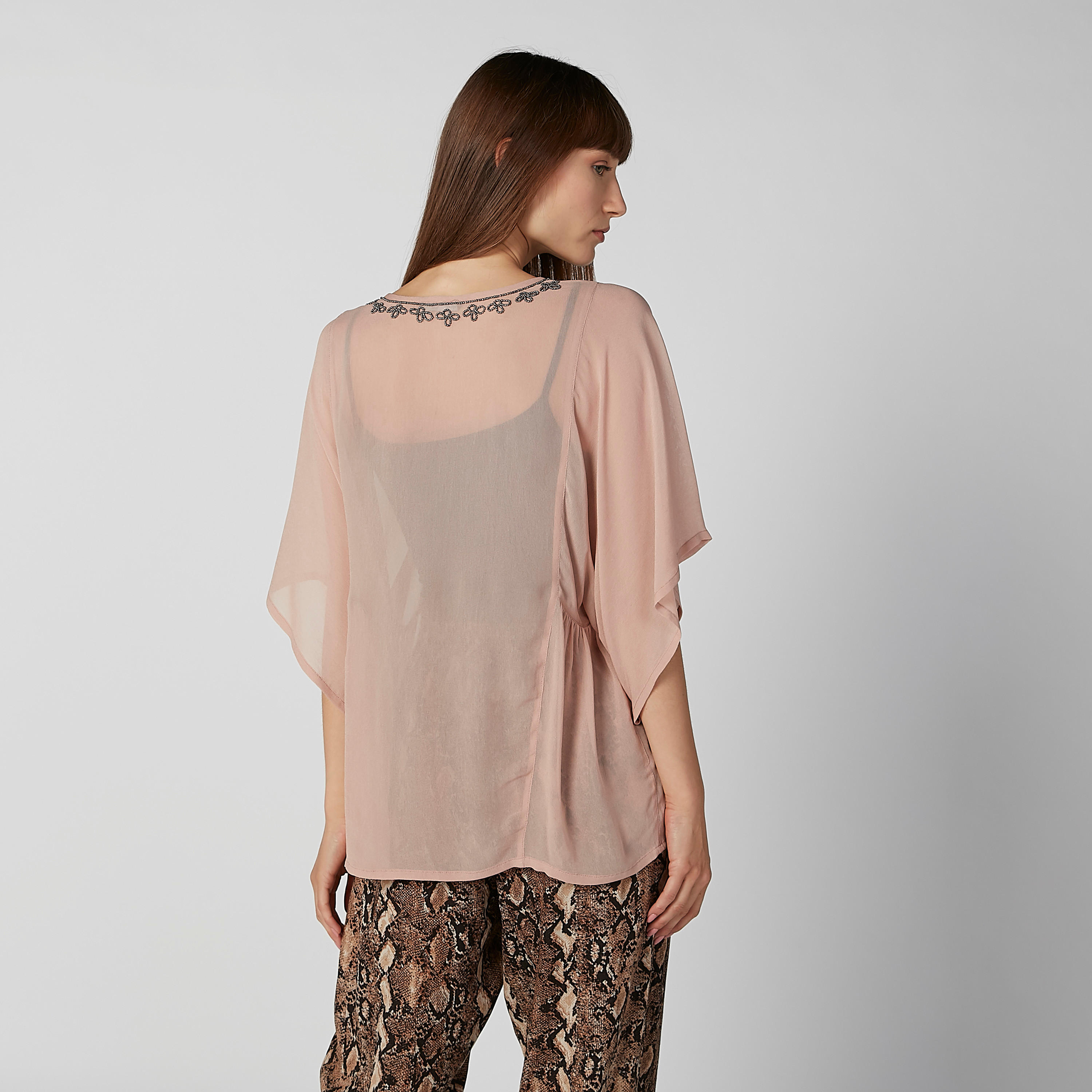 Embellished Tunic with Round Neck and Flared Sleeves-women-clothing-shirtsandblouses-blouses-image-4