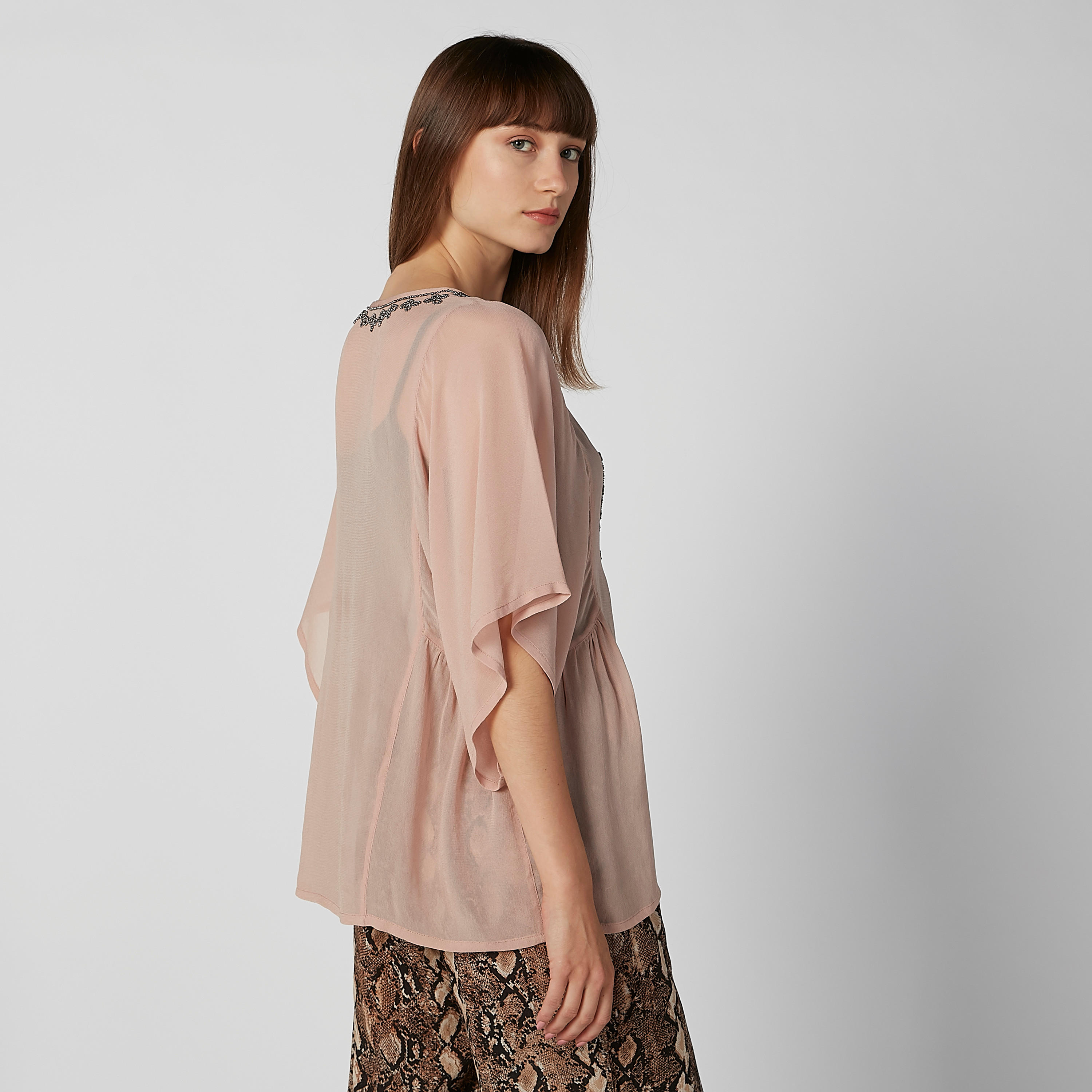 Embellished Tunic with Round Neck and Flared Sleeves-women-clothing-shirtsandblouses-blouses-image-5
