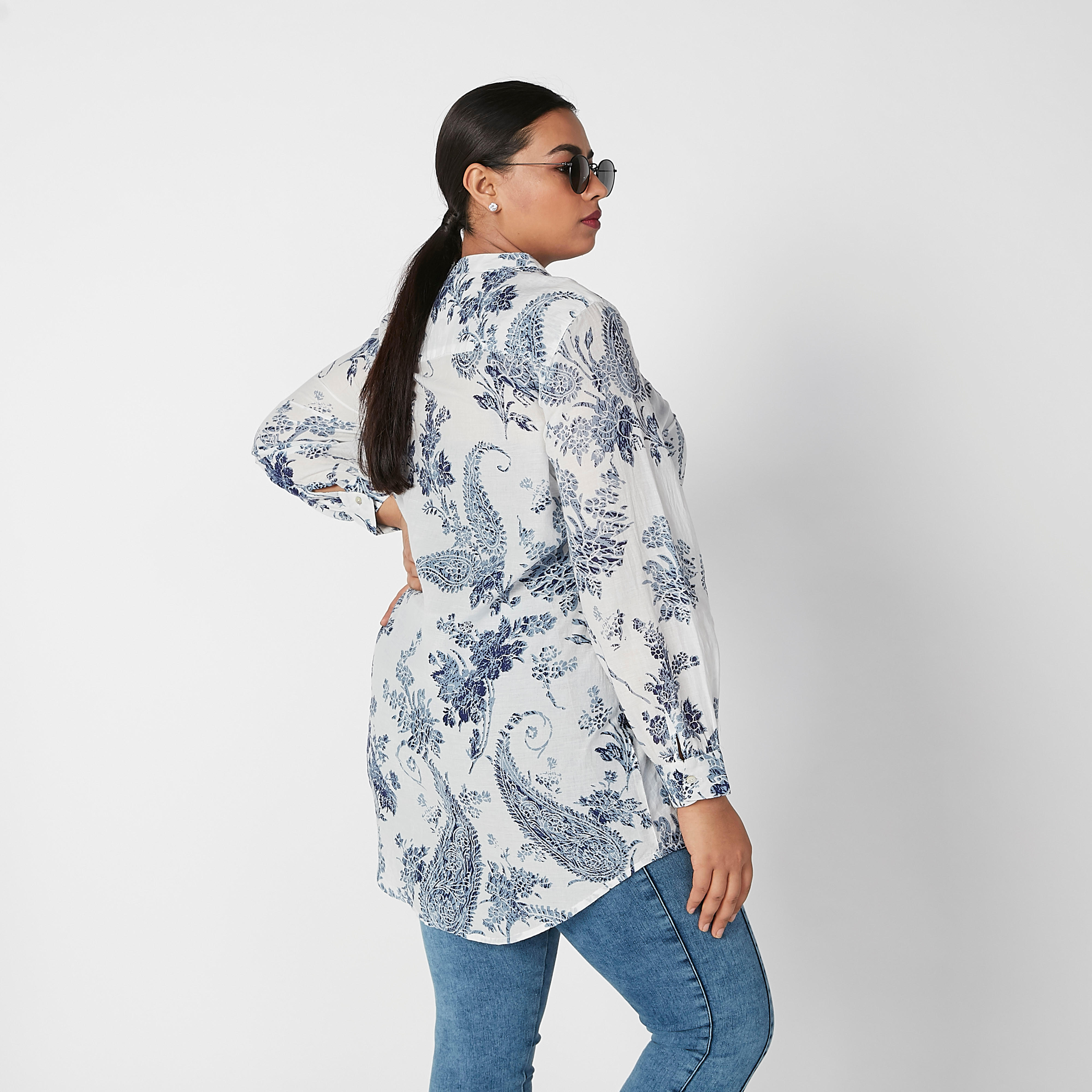 تونيك مستدام بياقة ماندارين وأكمام طويلة وطبعات -women-clothing-shirtsandblouses-blouses-image-4