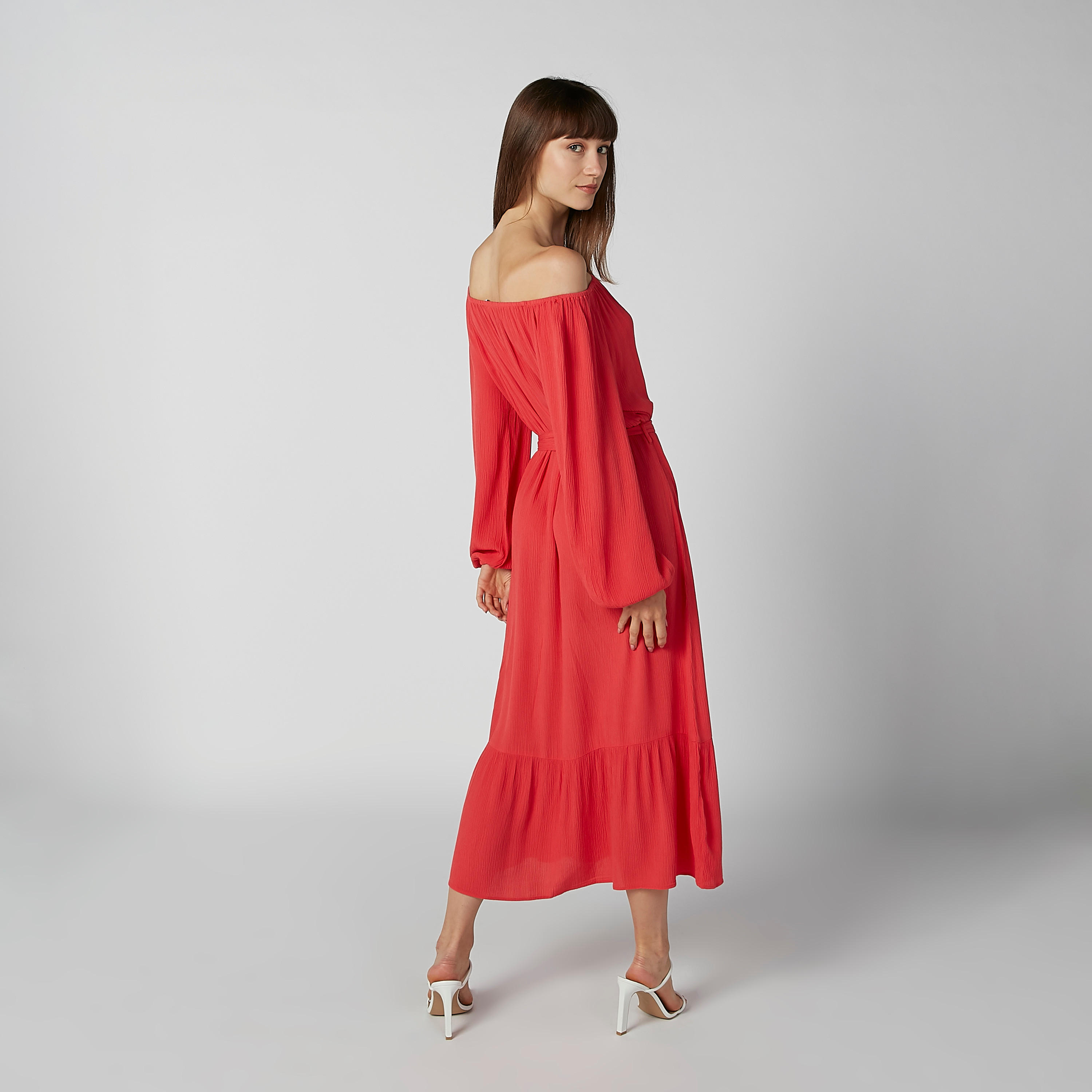 فستان طويل إيه لاين بارز الملمس بأربطة-women-clothing-dresses-image-3