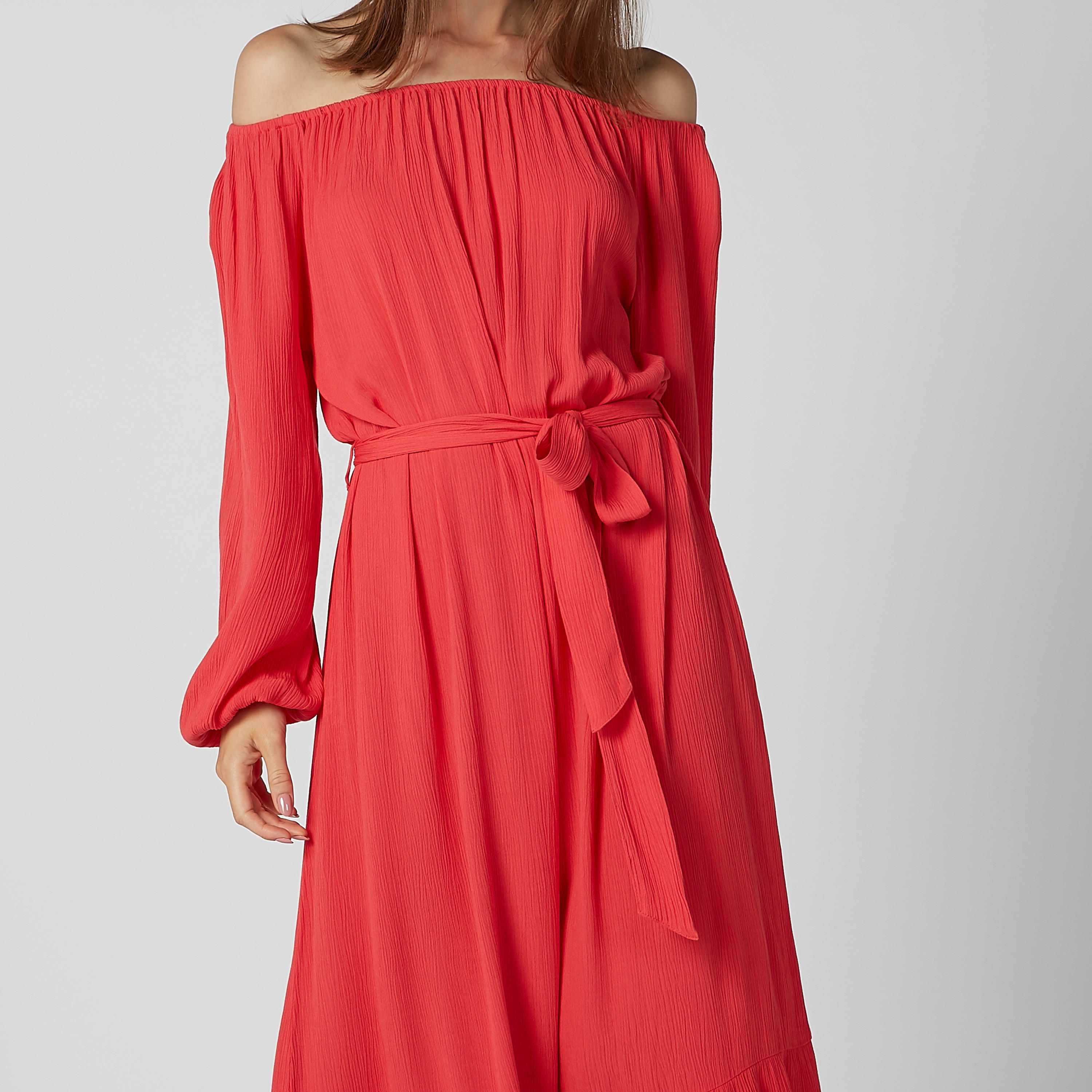 فستان طويل إيه لاين بارز الملمس بأربطة-women-clothing-dresses-image-4