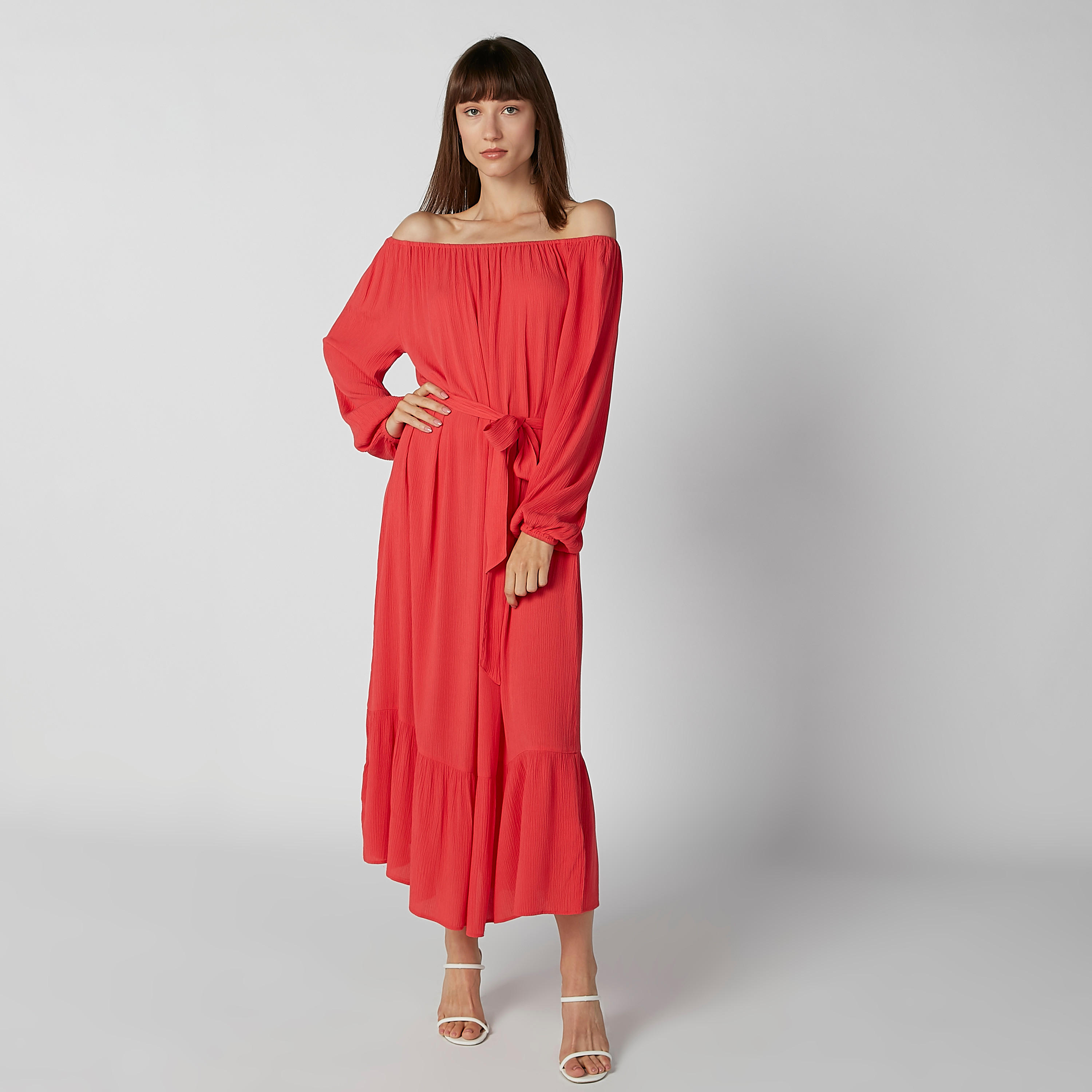 فستان طويل إيه لاين بارز الملمس بأربطة-women-clothing-dresses-image-5
