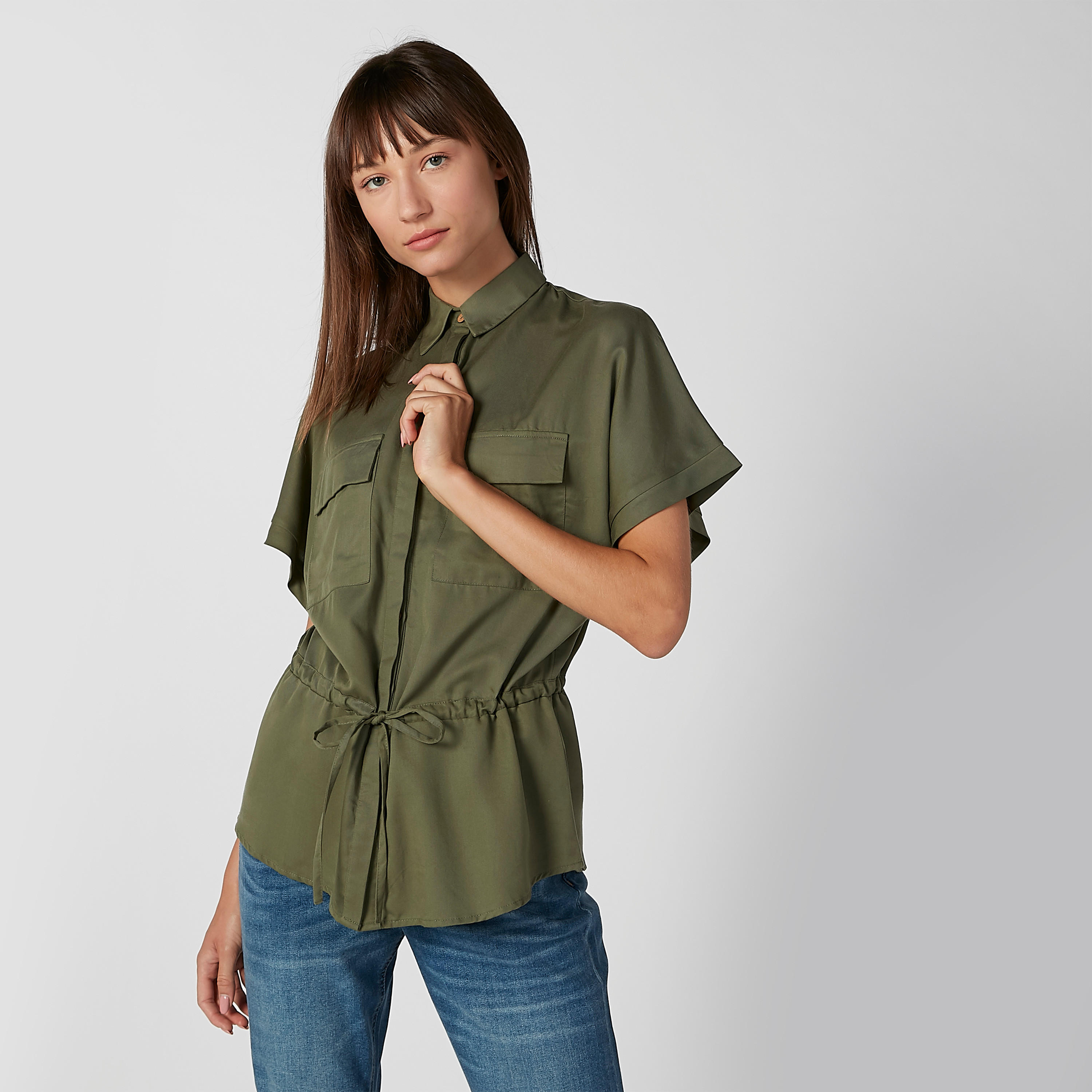 قميص سادة بأكمام متصلة وأربطة-women-clothing-shirtsandblouses-shirts-image-1