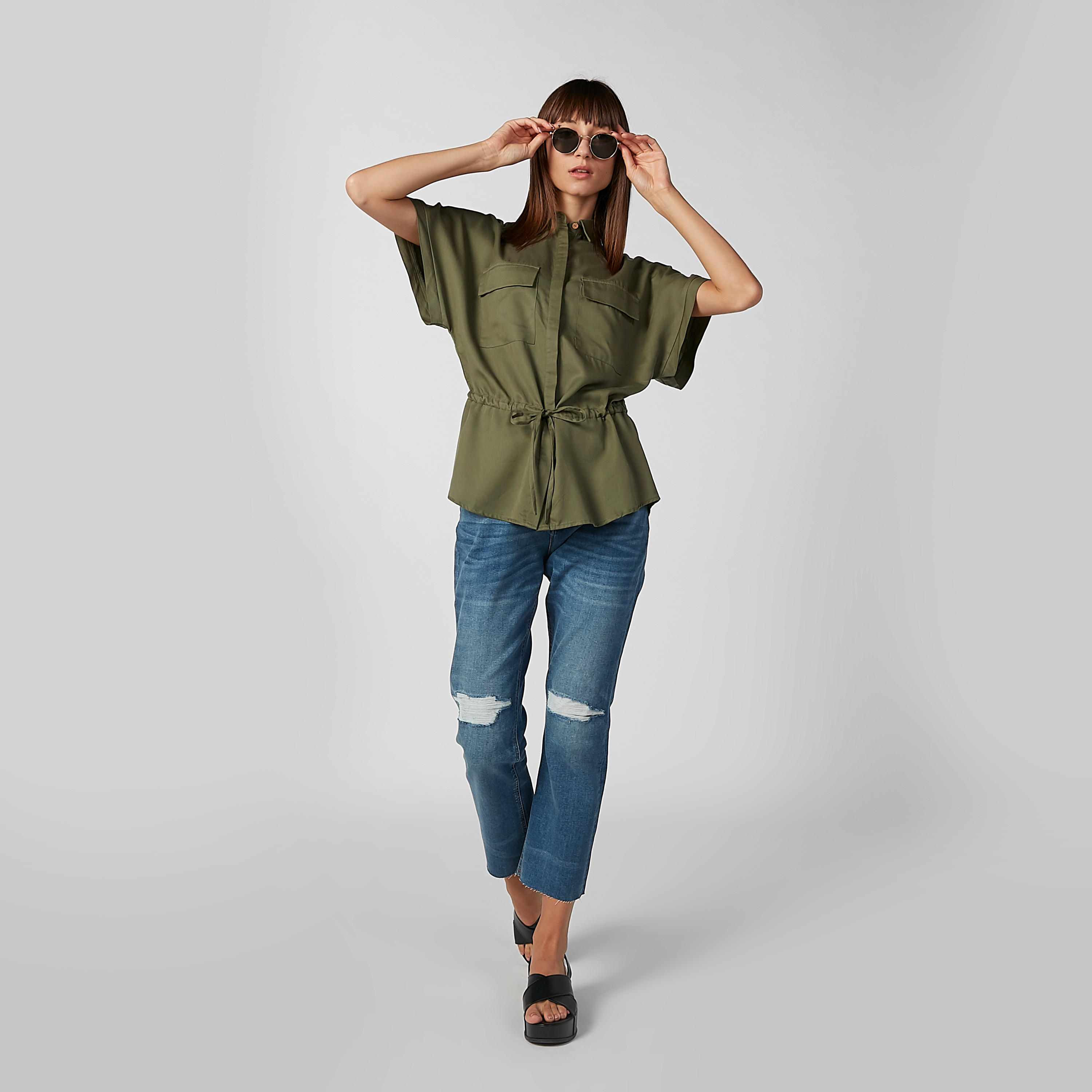 قميص سادة بأكمام متصلة وأربطة-women-clothing-shirtsandblouses-shirts-image-2