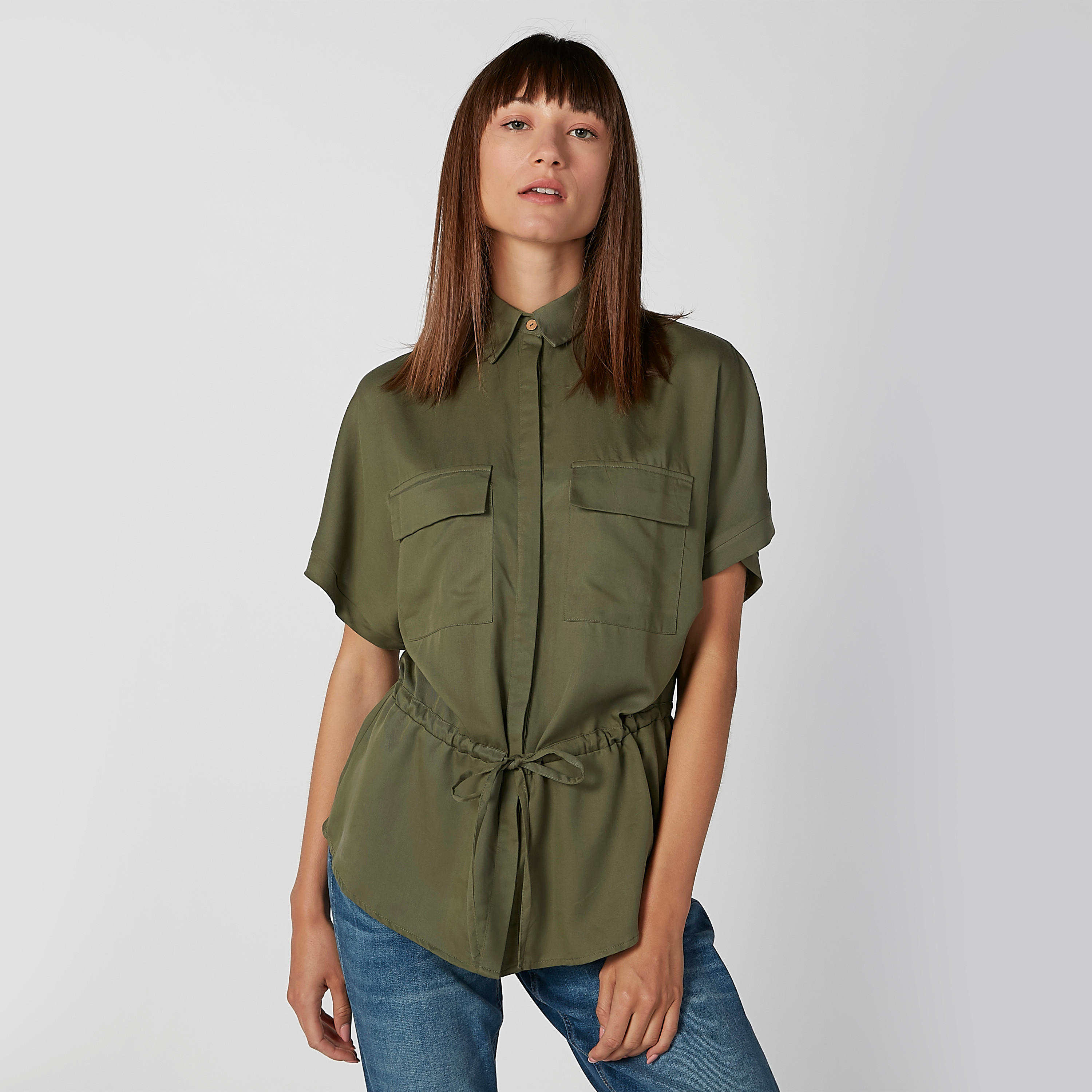 قميص سادة بأكمام متصلة وأربطة-women-clothing-shirtsandblouses-shirts-image-3
