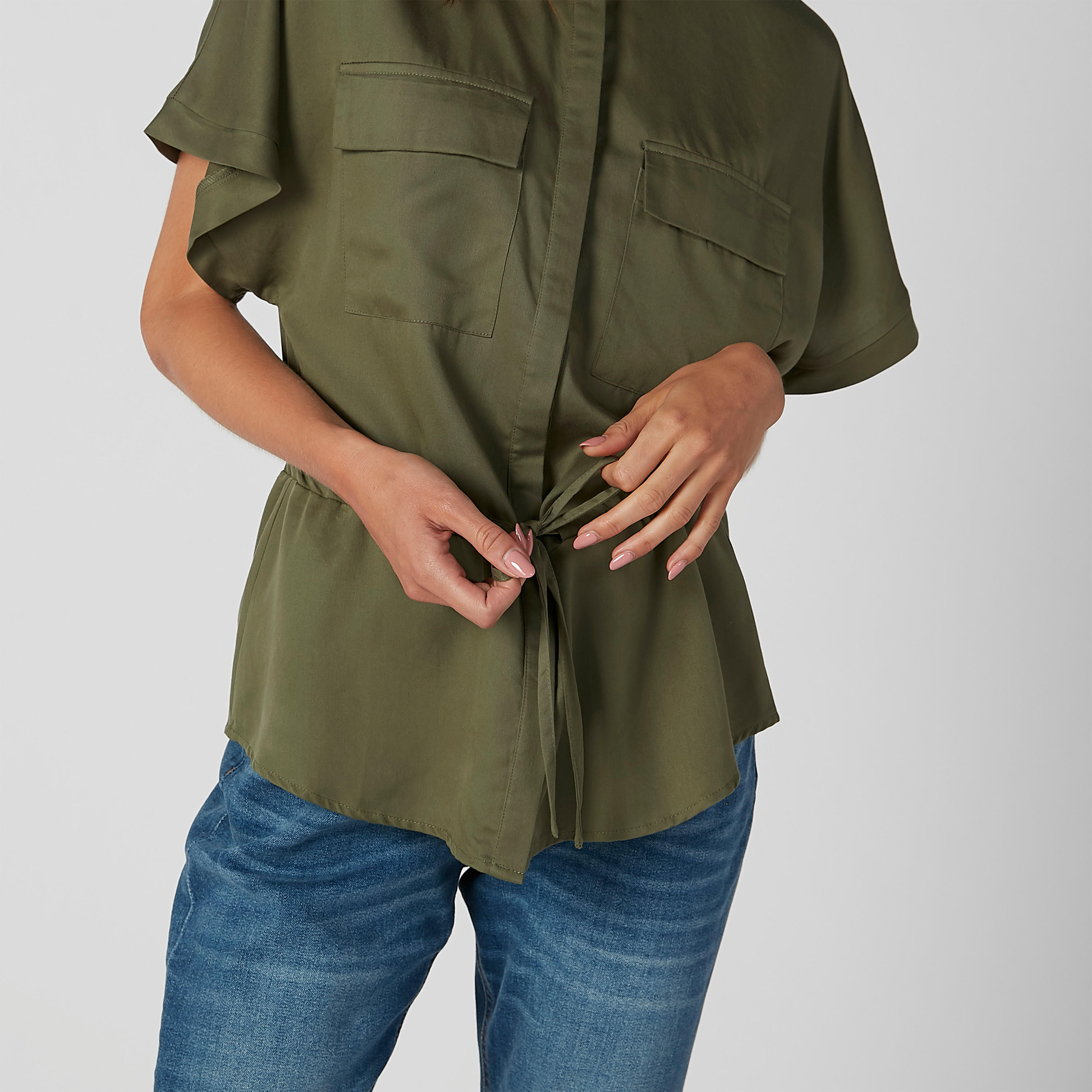 قميص سادة بأكمام متصلة وأربطة-women-clothing-shirtsandblouses-shirts-image-4