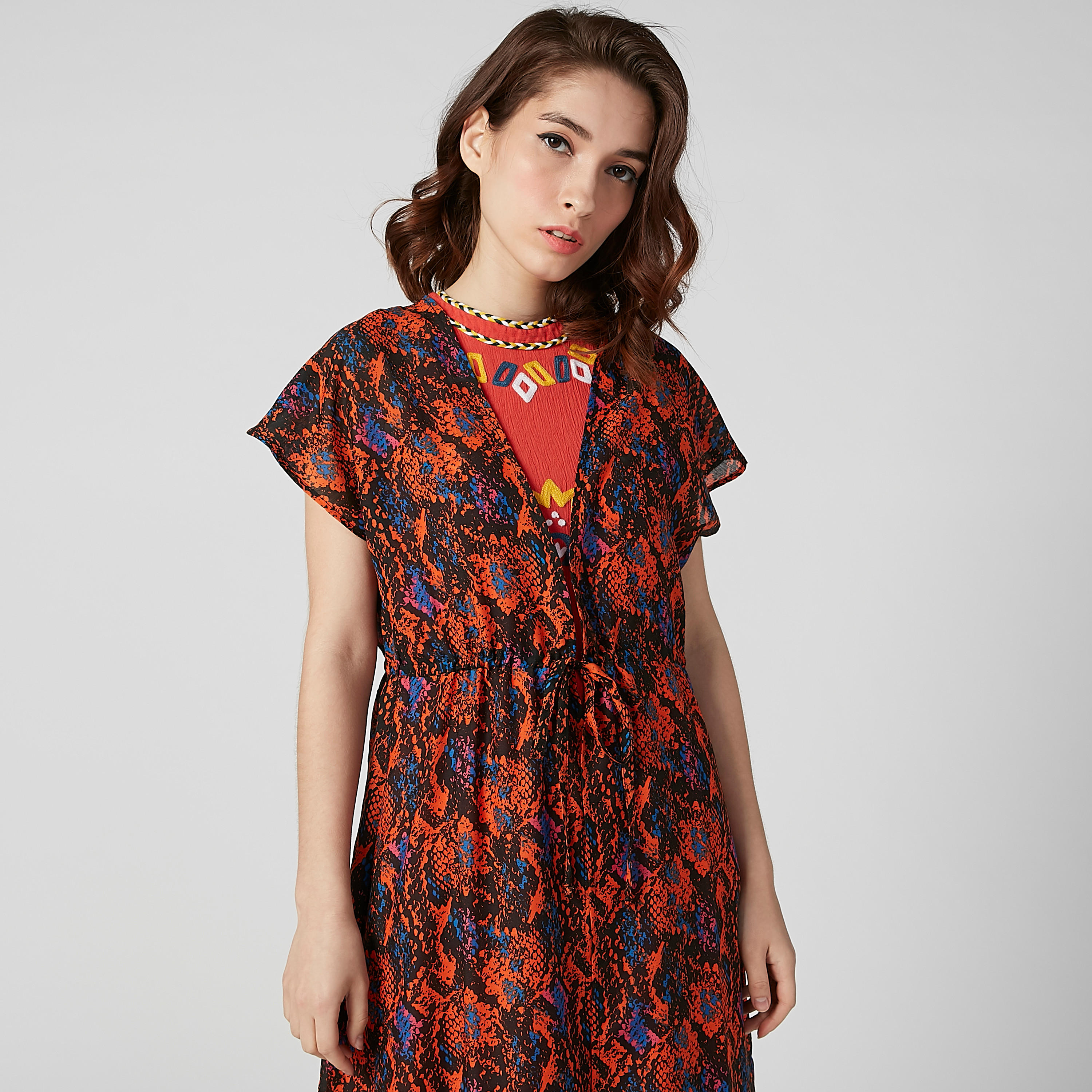 فستان مستدام طويل إيه لاين بأربطة وطبعات -women-clothing-dresses-image-2