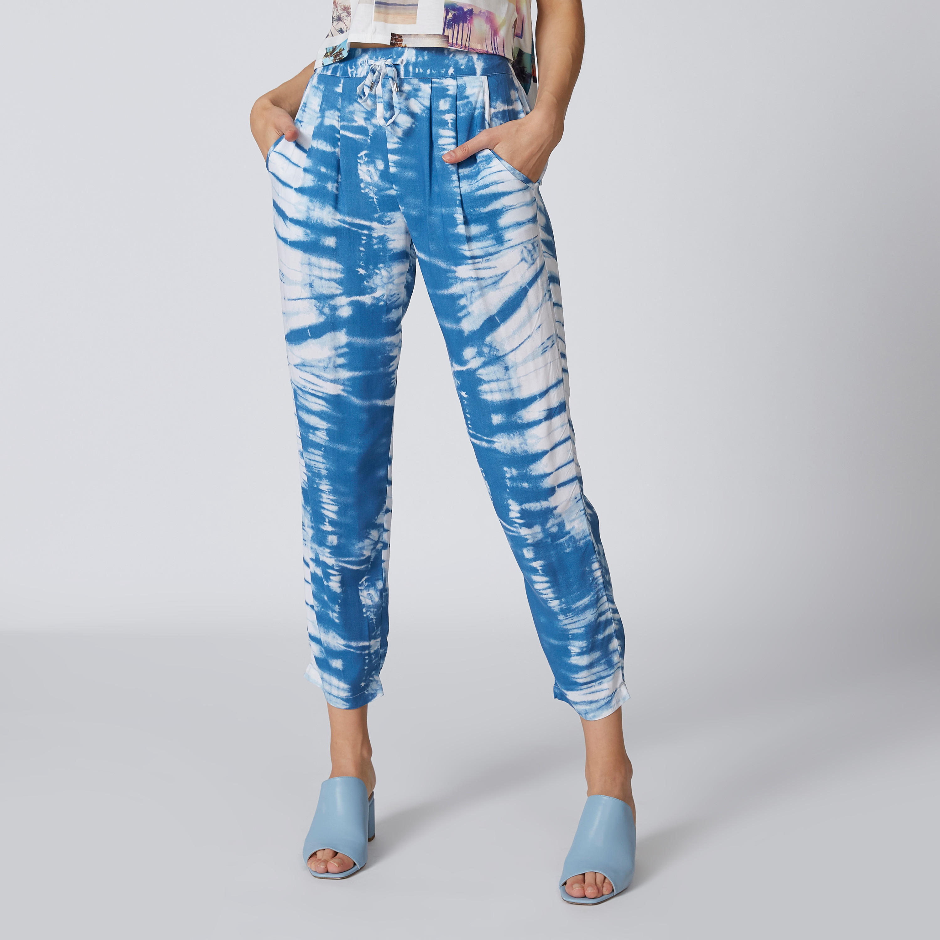 بنطلون بخصر متوسط الارتفاع وجيوب وطبعات -women-clothing-bottoms-trousers-image-4