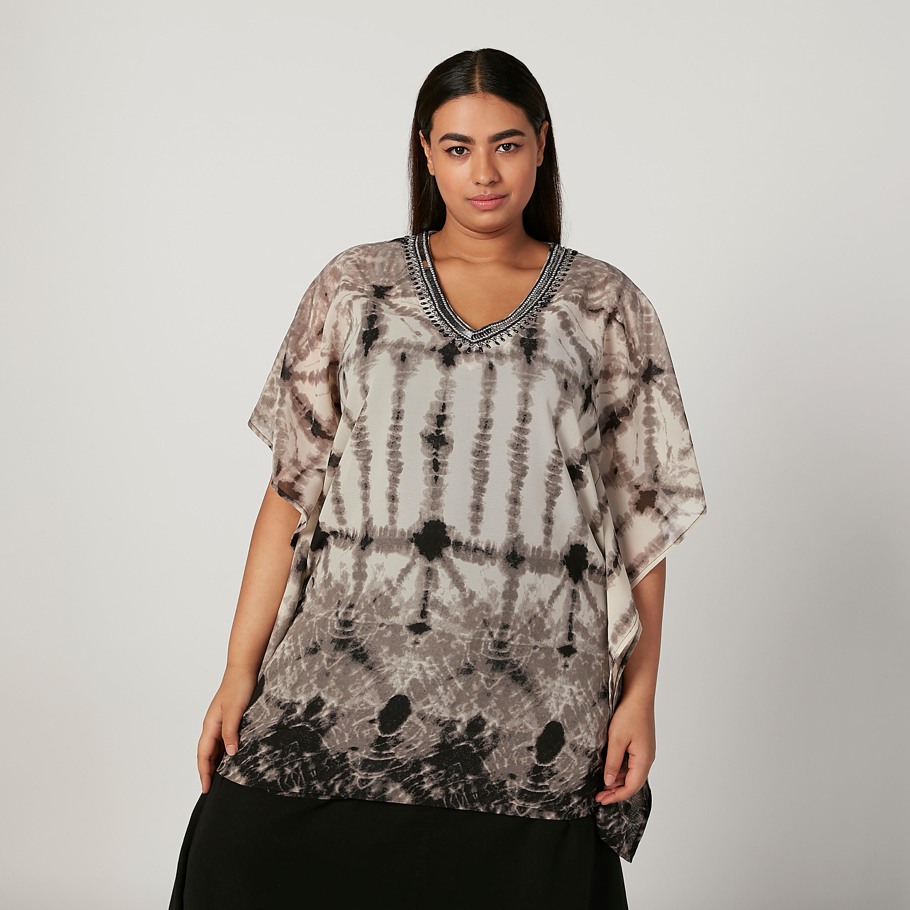 تونيك مستدامة بياقة V وأكمام متصلة -women-clothing-tshirts-image-1