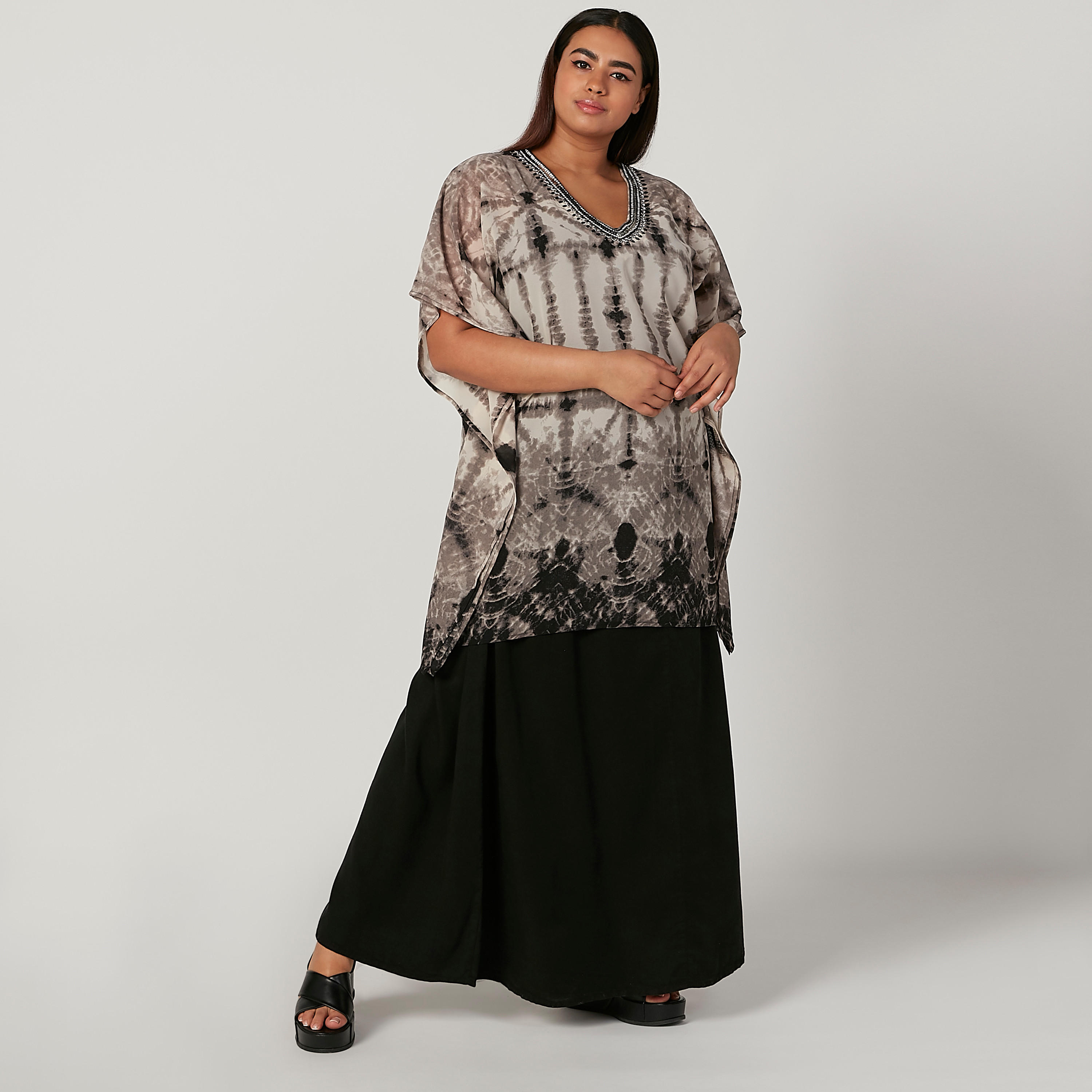 تونيك مستدامة بياقة V وأكمام متصلة -women-clothing-tshirts-image-2