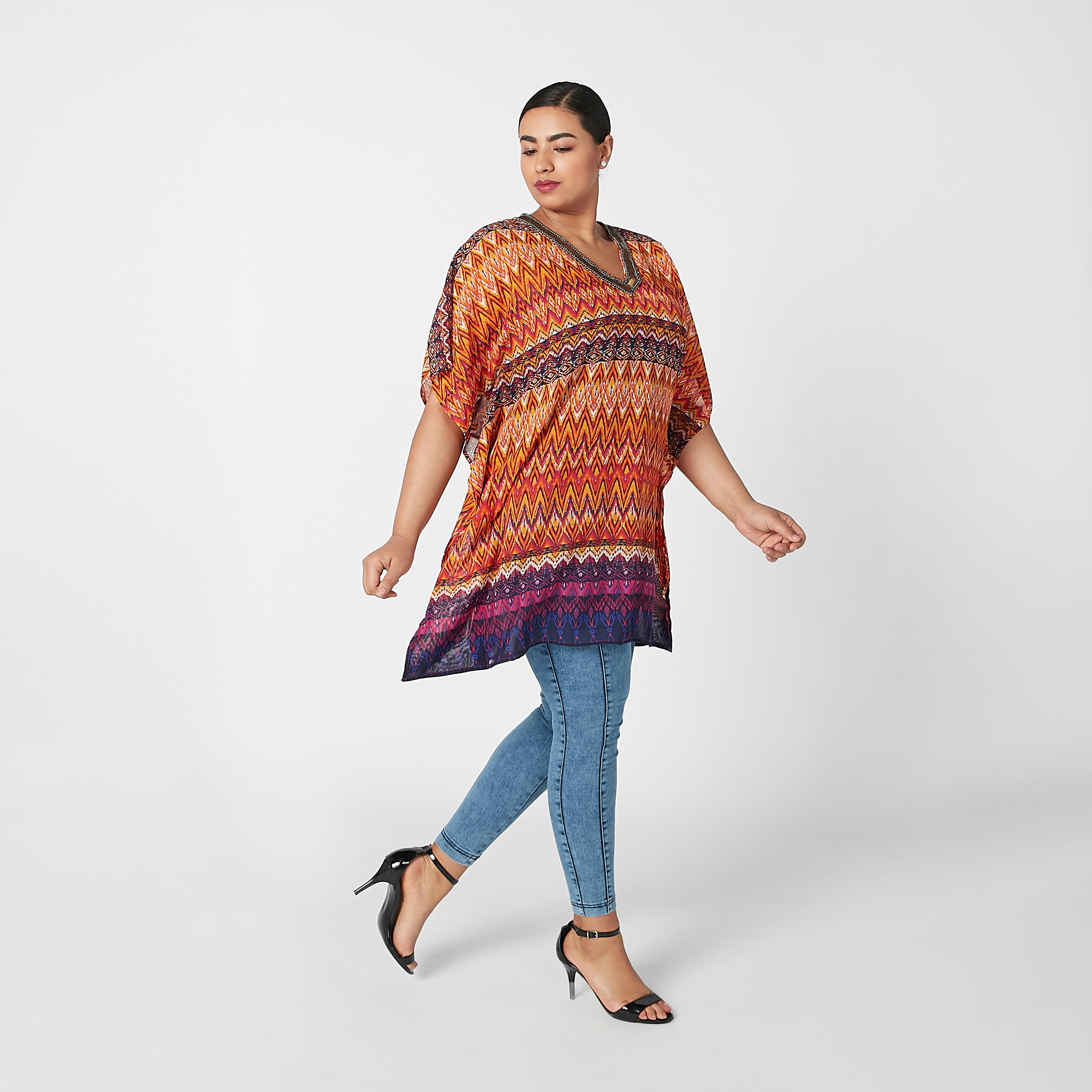 تونيك مستدام بياقة V وأكمام متصلة وطبعات-women-clothing-shirtsandblouses-blouses-image-2