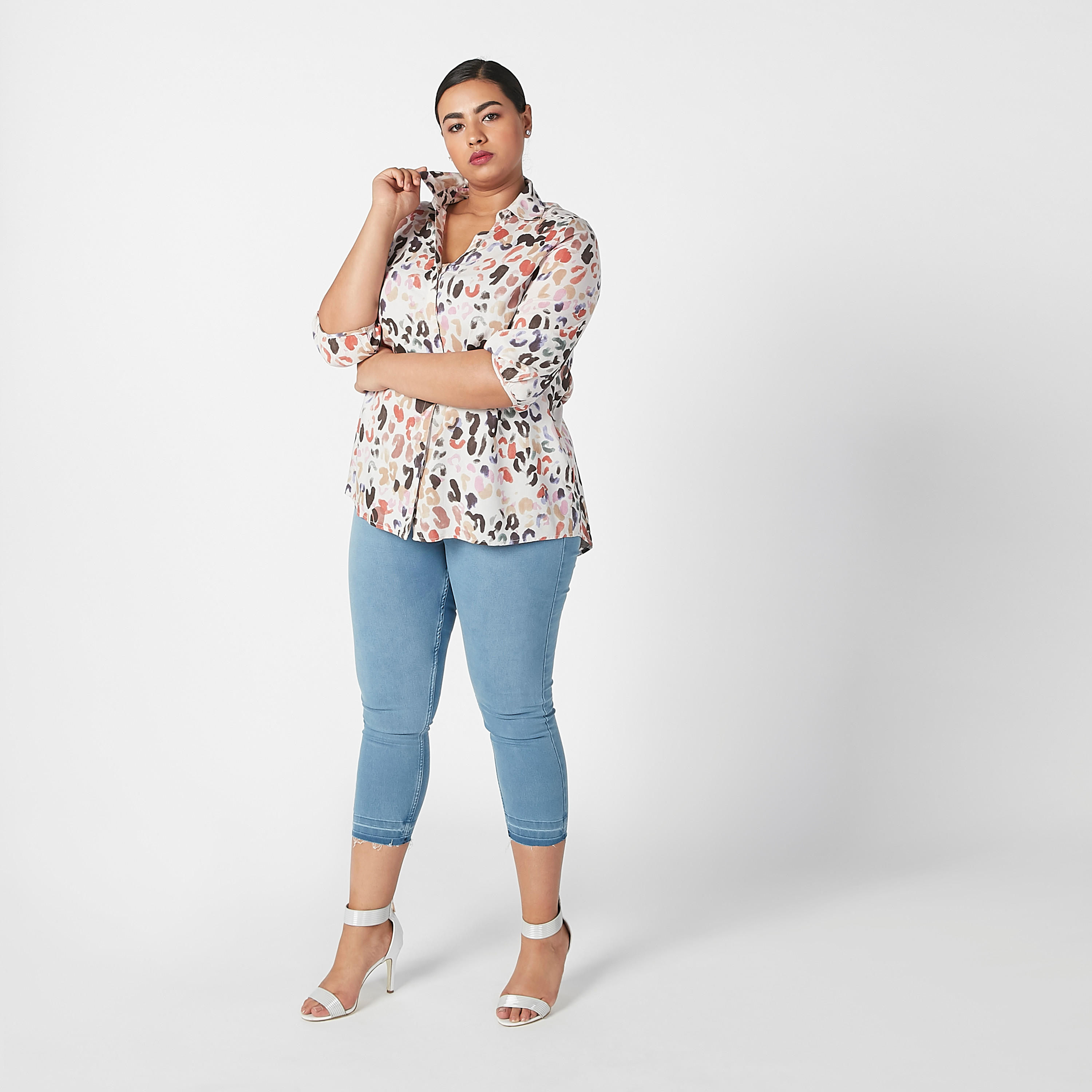 قميص بياقة عادية وأكمام 3/4 وطبعات-women-clothing-shirtsandblouses-blouses-image-2
