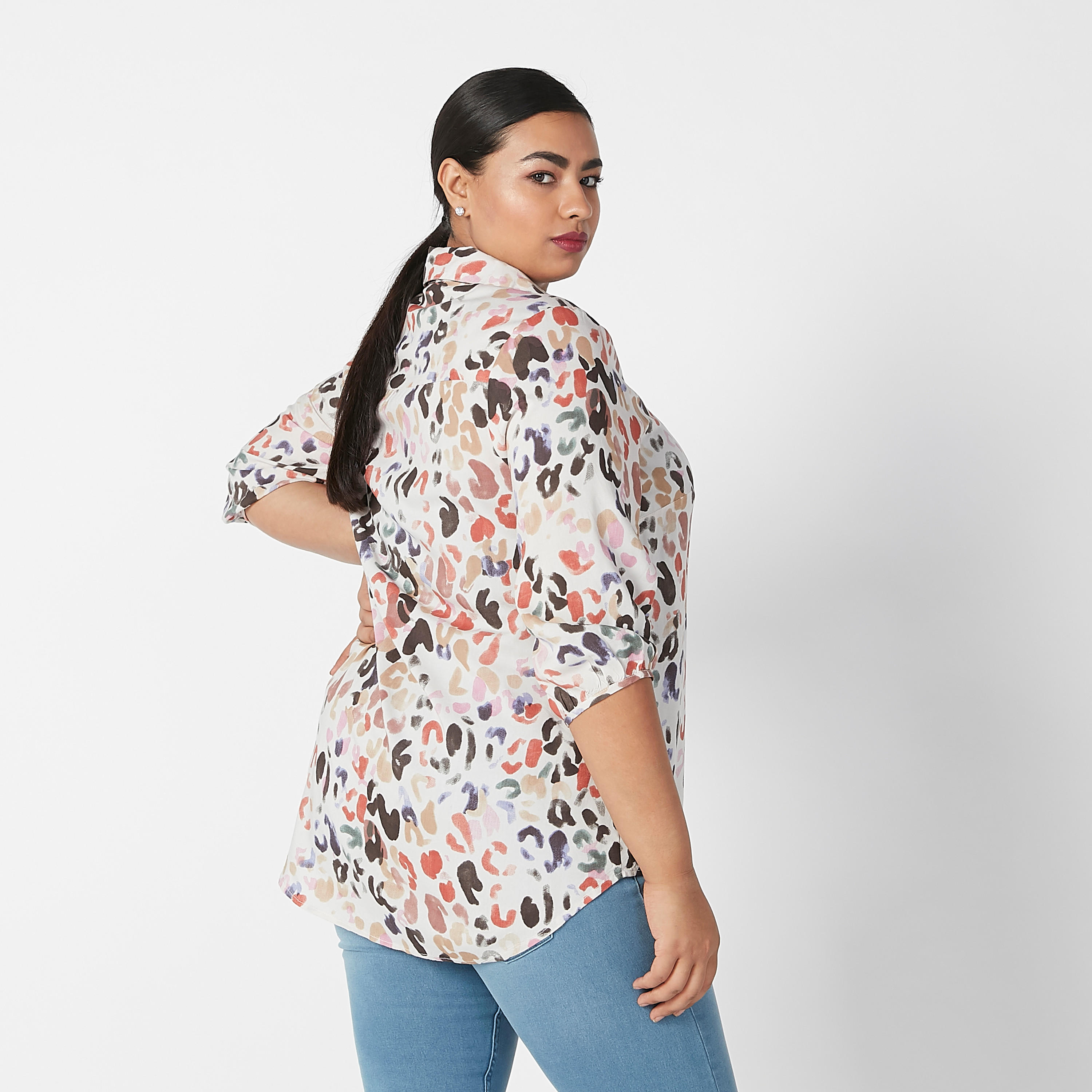 قميص بياقة عادية وأكمام 3/4 وطبعات-women-clothing-shirtsandblouses-blouses-image-3